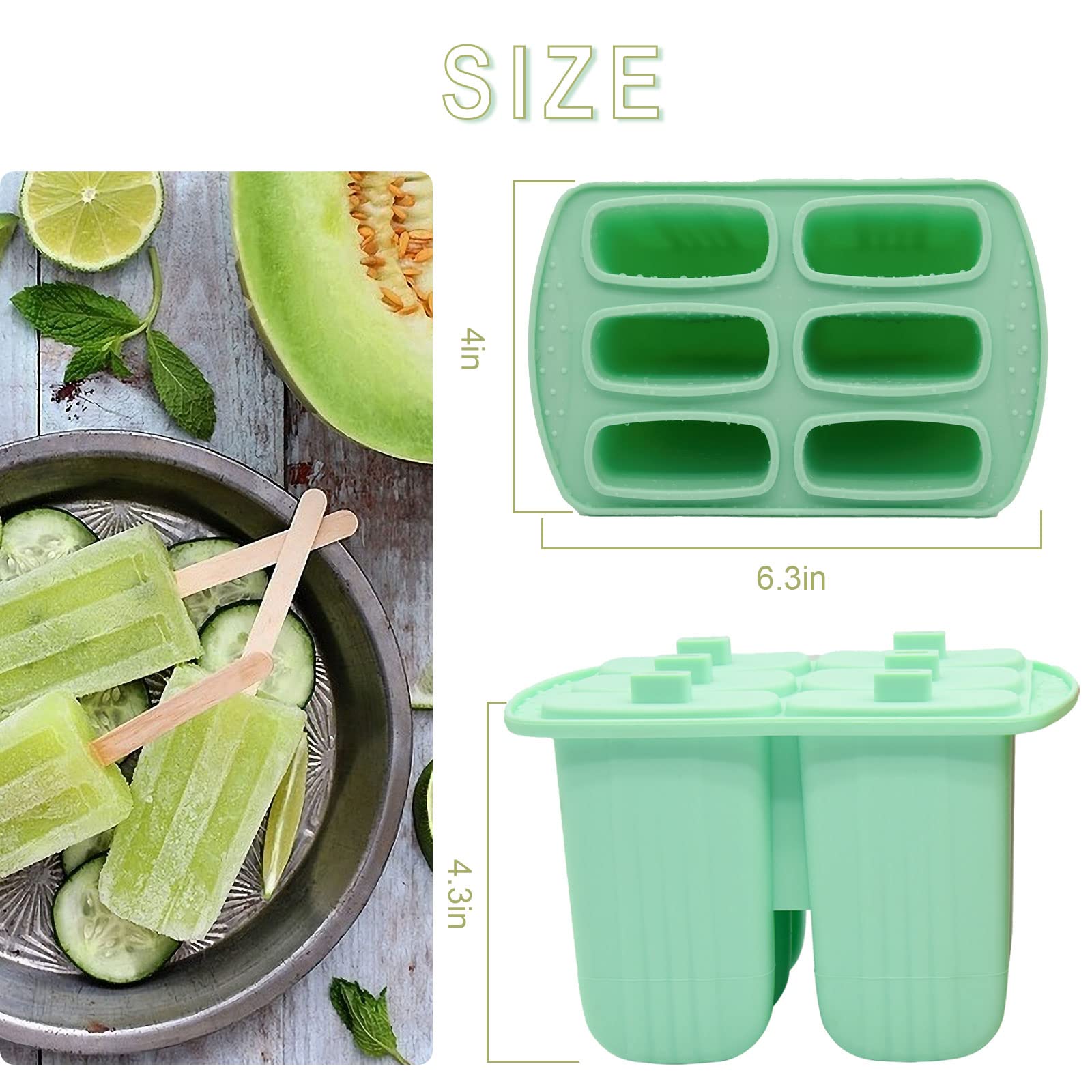 Homemade Popsicles Molds,Bongpuda 6 Pieces Silicone Popsicle Molds,Easy-Release Bpa-Free,Ice Pop Mold,Ice Cream Molds, Popsicle