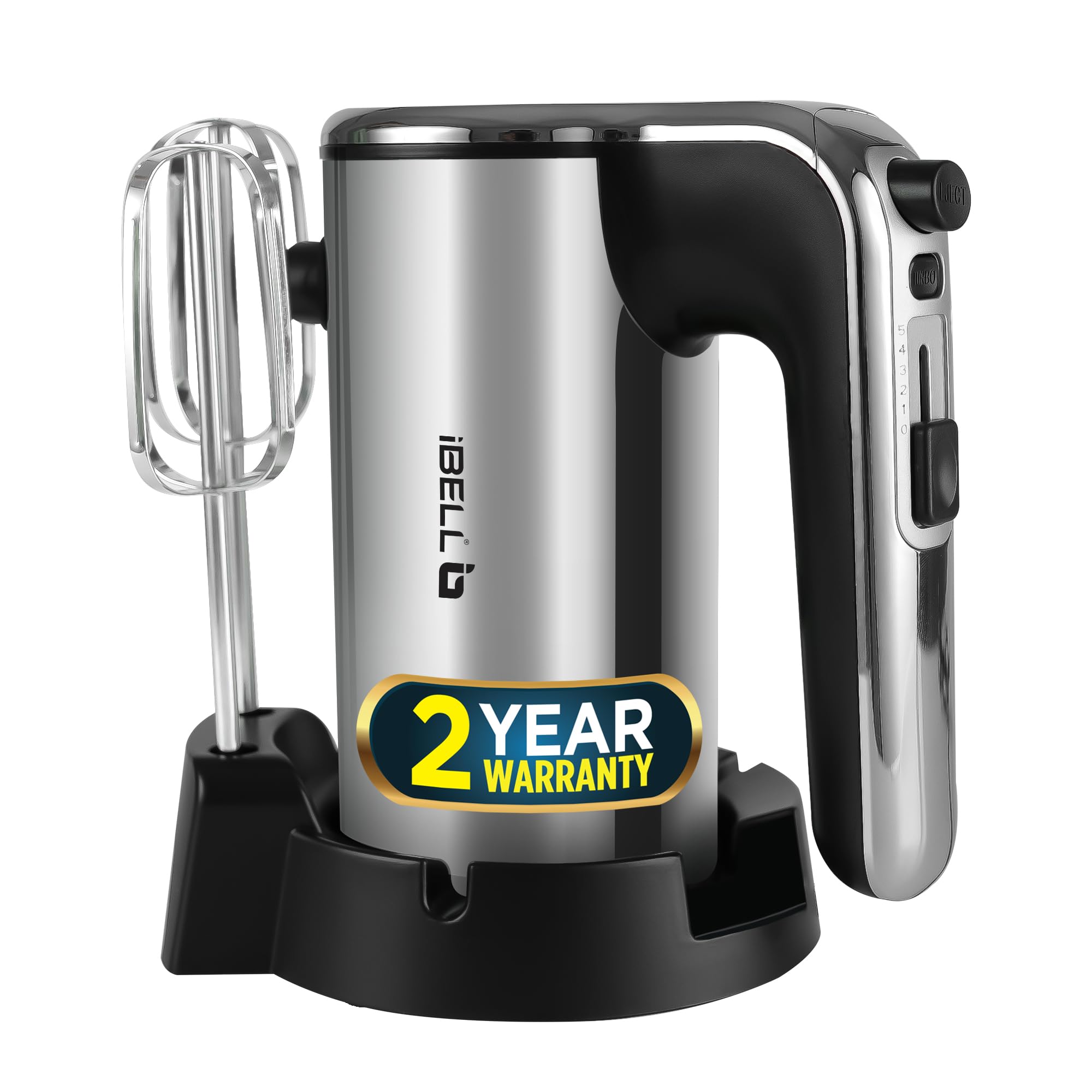 Ibell Whisk400 Electric Hand Mixer, 400W, Blender, Detachable Beaters & Dough Hooks, With Turbo Button 5 Speed Settings(Silver).