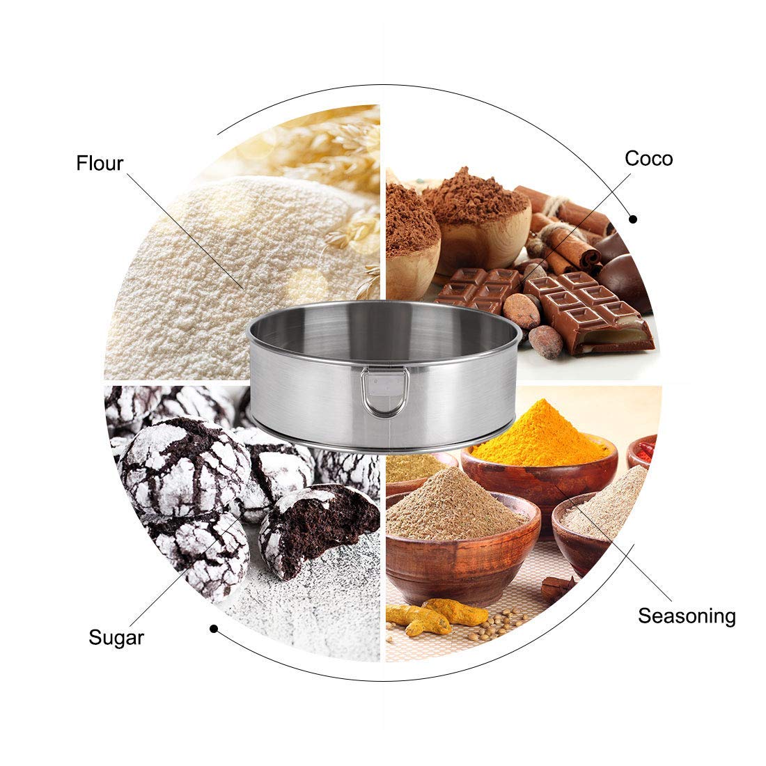 Xpanal Flour Sieve Fine Mesh, 6'' Stainless Steel 60 Mesh Round Flour Sifter For Baking Cake Bread