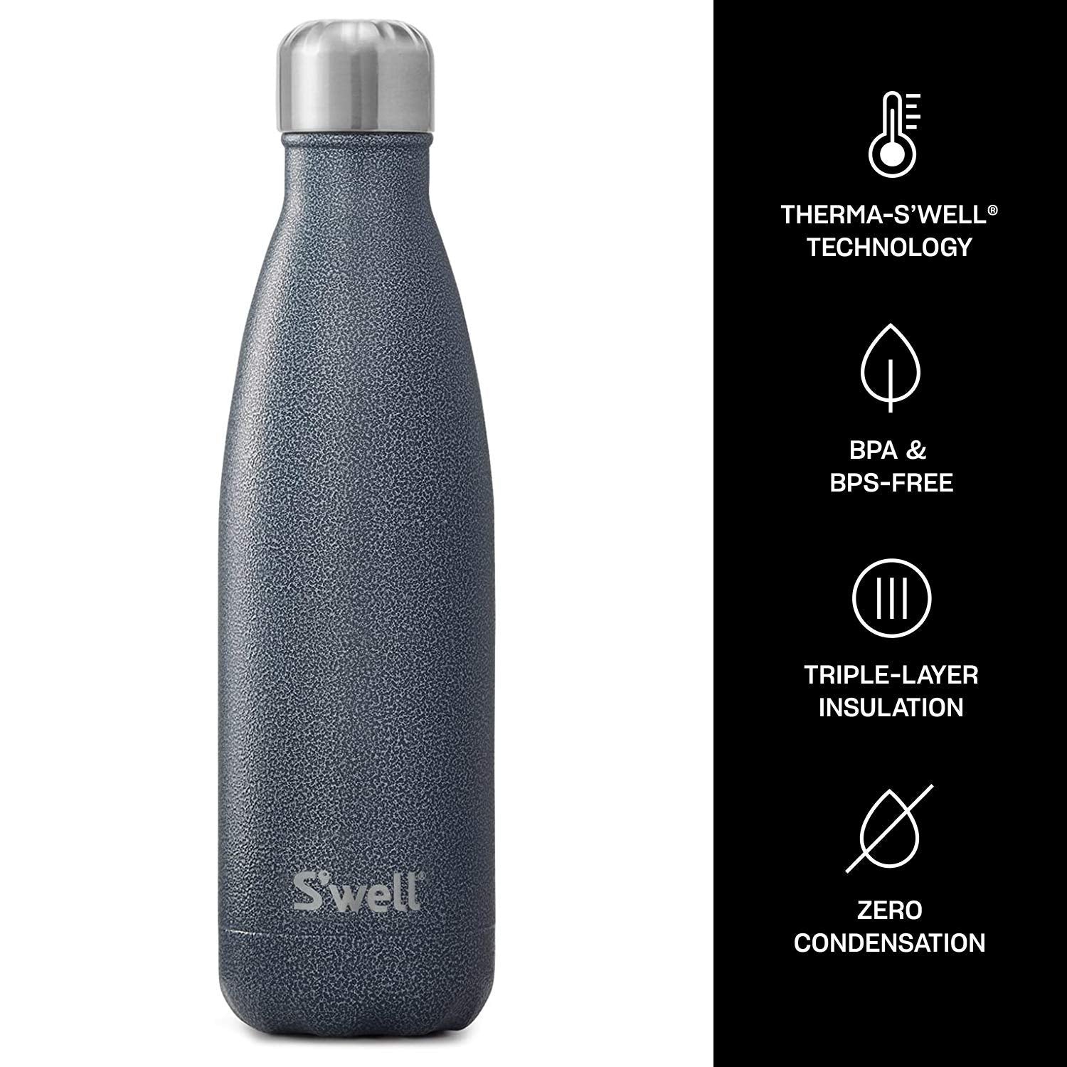 S'Well Stainless Steel Water Bottle - 25 Fl Oz - Night Sky - Triple-Layered Vacuum-Insulated Containers Keeps Drinks Cold For 48