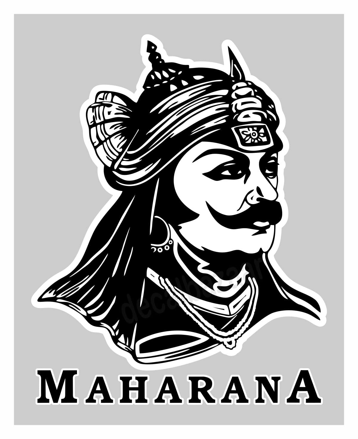 decalbazaar Vinyl Maharana Pratap Singh Glossy Glass Wall Vehicle Sticker, 11 x 8.5 Inches Black