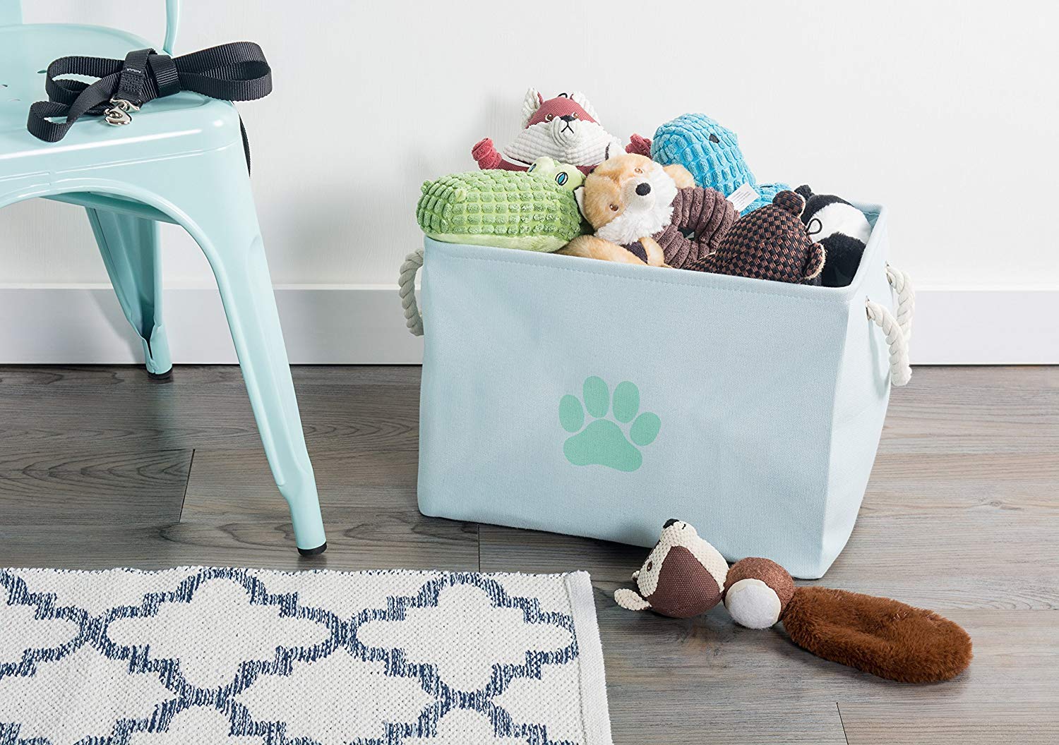 Bone Dry Pet Storage Collection Collapsible Bin  Medium Rectangle  Aqua