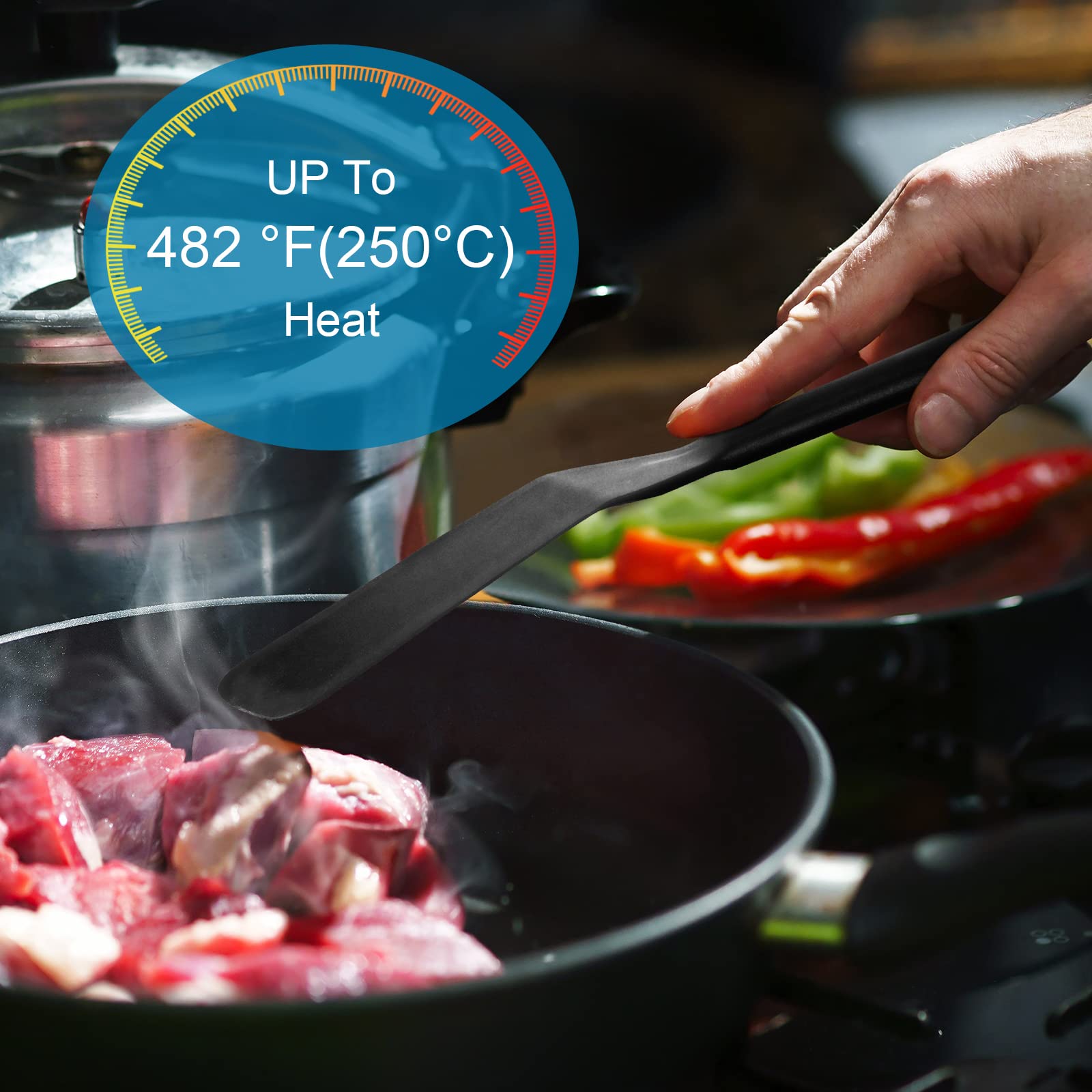 Silicone Thin Spatula Omelet Turner Long Crepe Spatula Heat Resistant Cooking Non Stick Pancake For Cooking Egg Burgers Pizza Pa