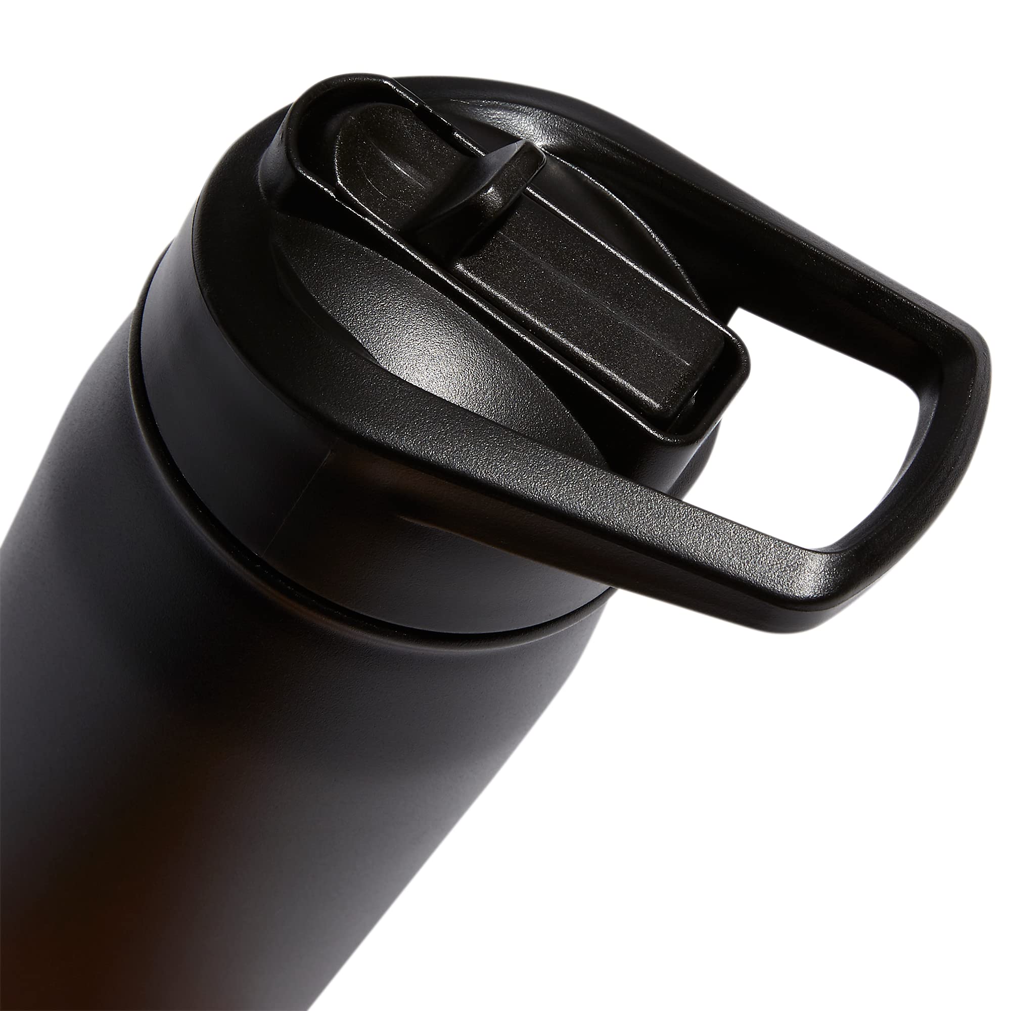 Adidas 600 Ml (20 Oz) Straw Top Metal Water Bottle, Hot/Cold Double-Walled Insulated 18/8 Stainless Steel, Black/Onix Grey, One