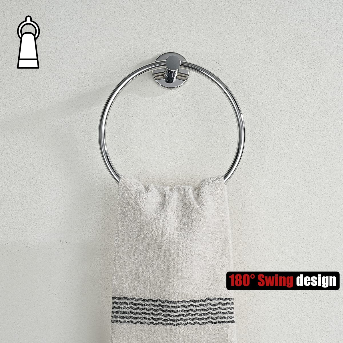 JQK Chrome Towel Ring  304 Stainless Steel Hand Towel Holder for Bathroom  Polished Finish Wall Mount  TR130-CH