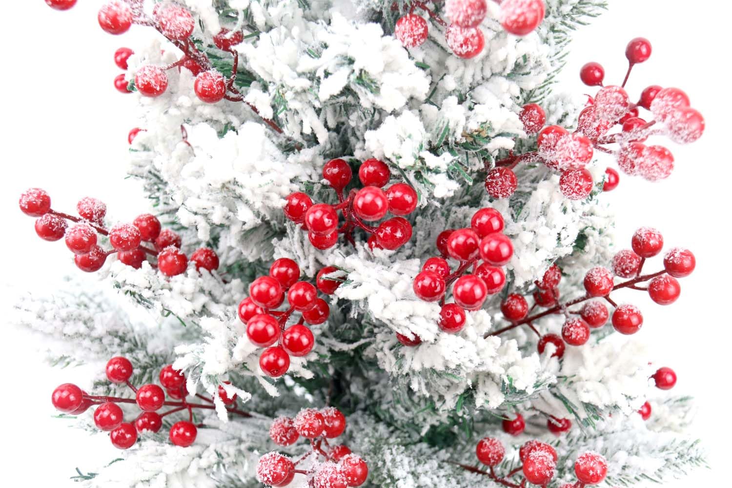 Yistao 20 Pack Artificial Red Berry Stems, Christmas Red Berries Artificial Fruit Berry Holly Christmas Berry Branch Home Holida