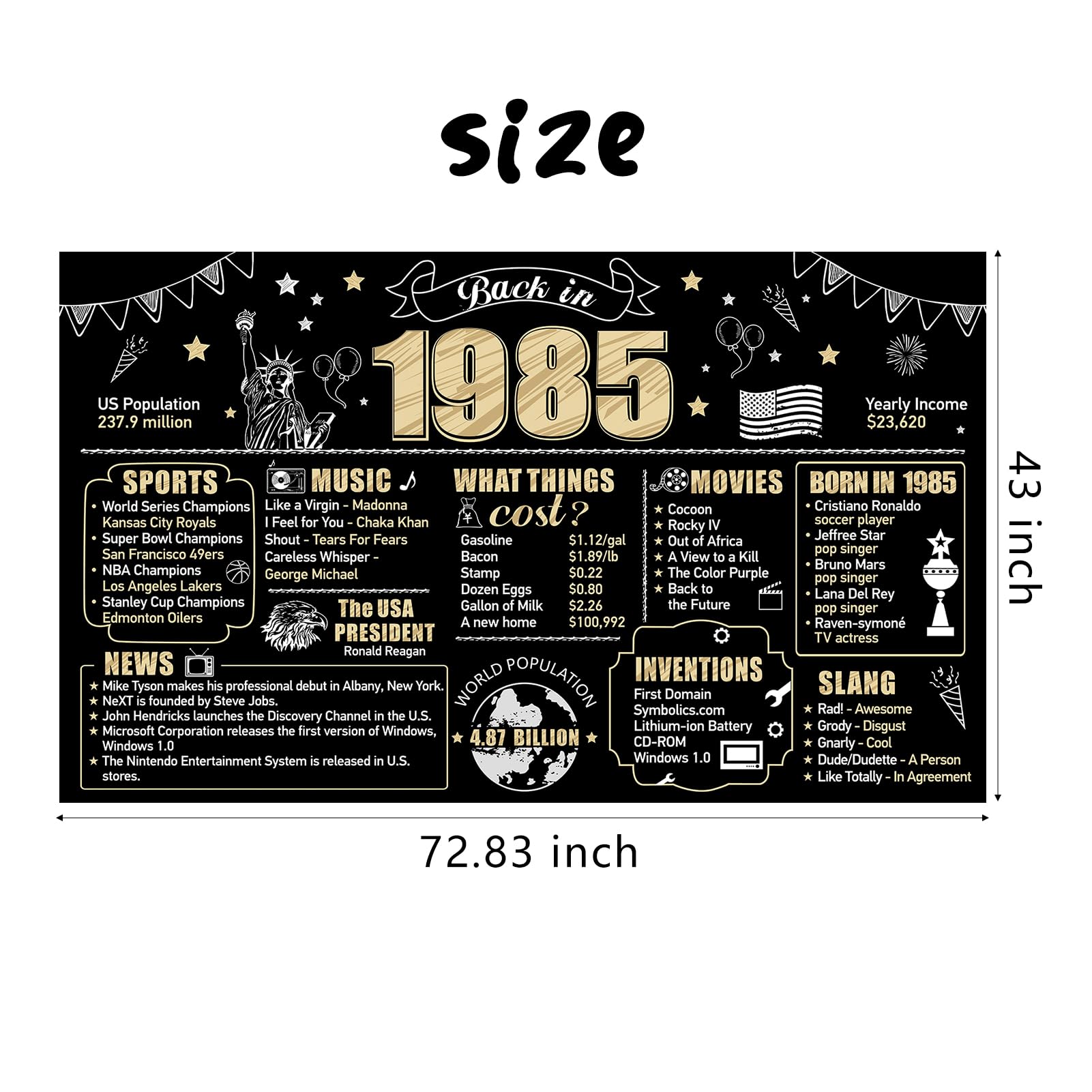 Eiurteao Large 40th Birthday Decorations Back in 1985 Banner Backdrop for Men Women, Happy 40 Birthday Sign Poster Party Supplie