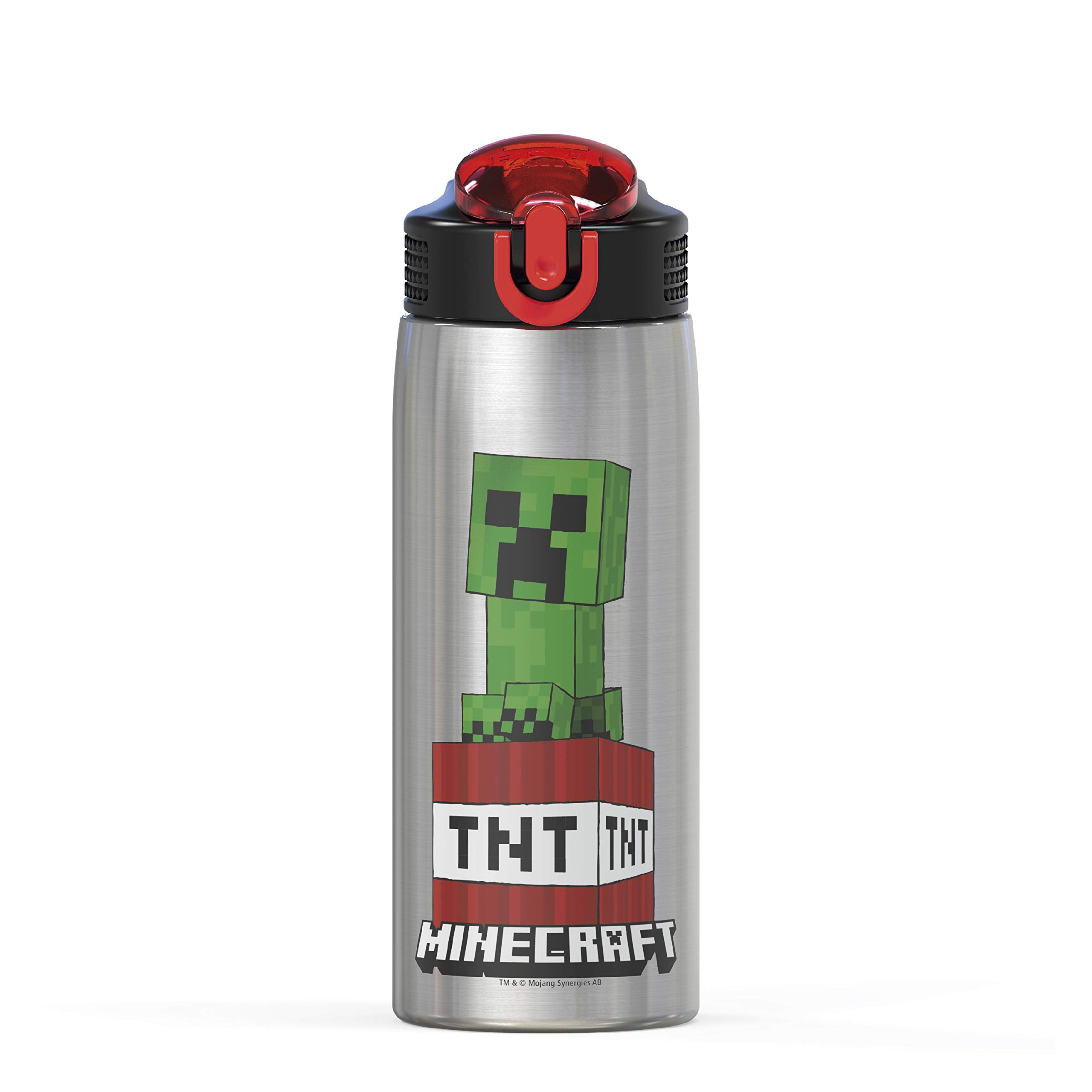 Zak Designs - Mici-V151 Zak Designs 27Oz Minecraft 18/8 Stainless Steel Water Bottle With Flip-Up Straw Spout And Locking Spout