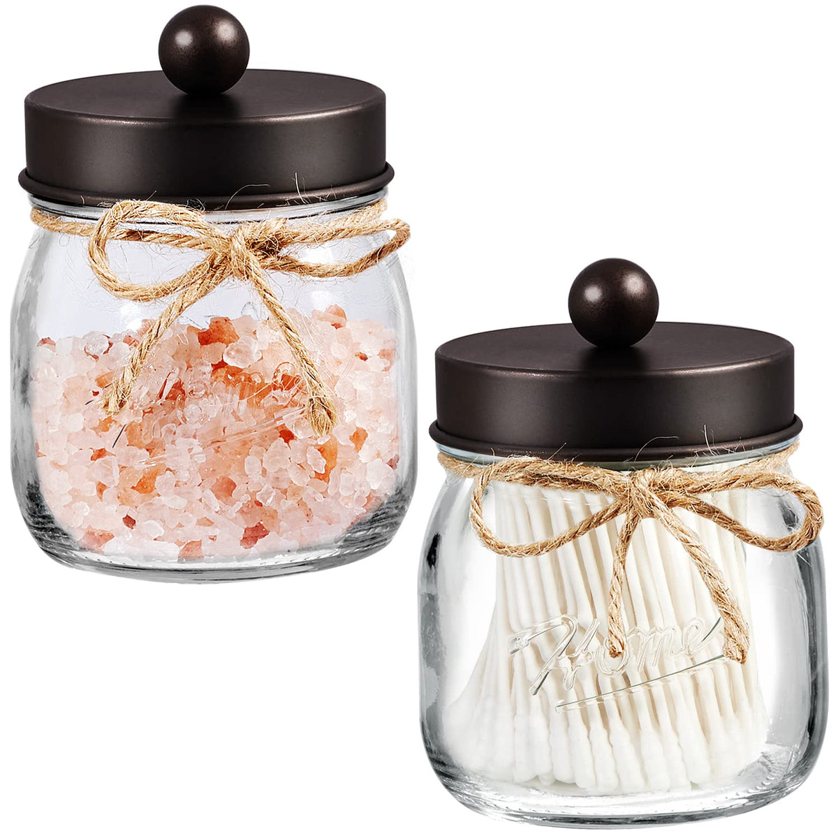 Sheechung Mason Jar Bathroom Apothecary Jars - Rustproof Stainless Steel Lid,Farmhouse Decor,Bathroom Vanity Storage Organizer H