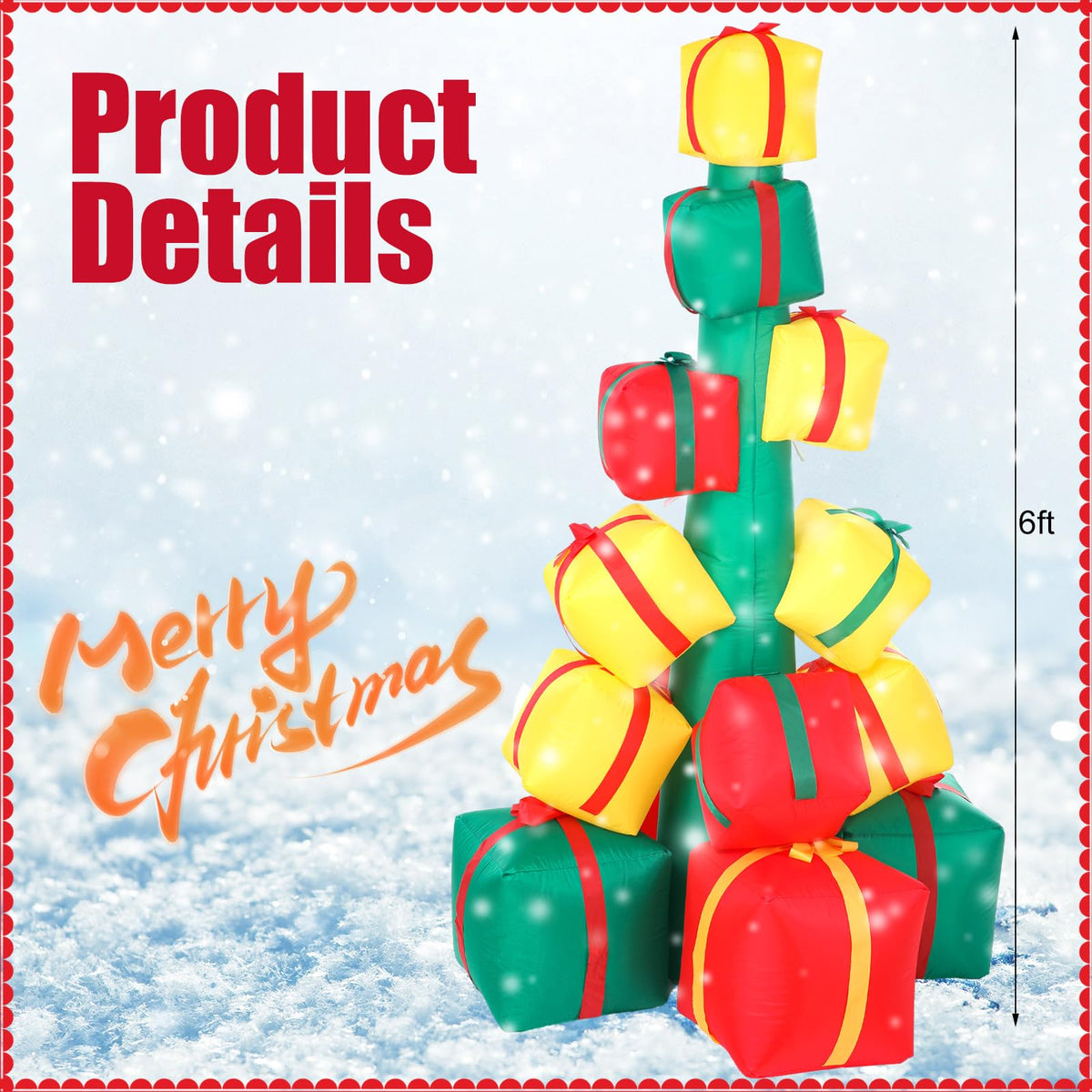 Sosation 9 Foot Long Christmas Giant Inflatable Gift Boxes with 9 LED ...