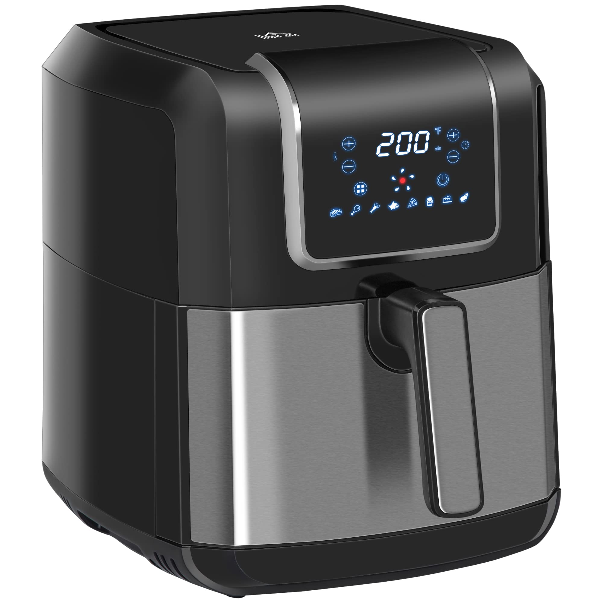 Homcom Air Fryer, 1700W 69 Quart Air Fryers Oven With Digital Display, 360A Air Circulation, Adjustable Temperature, Timer And N