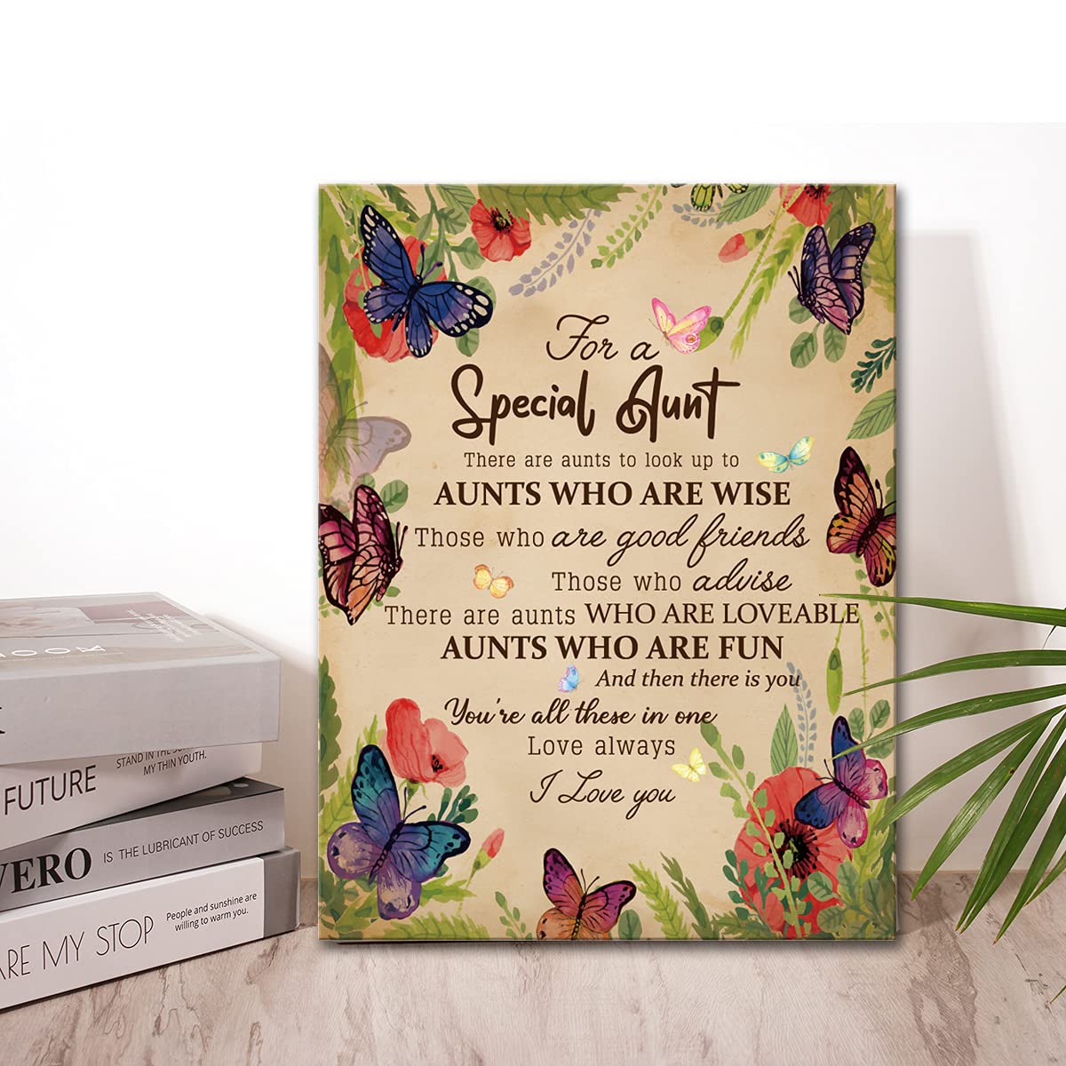 To My Aunt Saying -Hangable Canvas Poem Prints Framed Poster Wall Art for Aunt from Niece-Meaningful Aunt Gifts Aunt Home Bedroom Living Room Wall Decor- Special Aunt