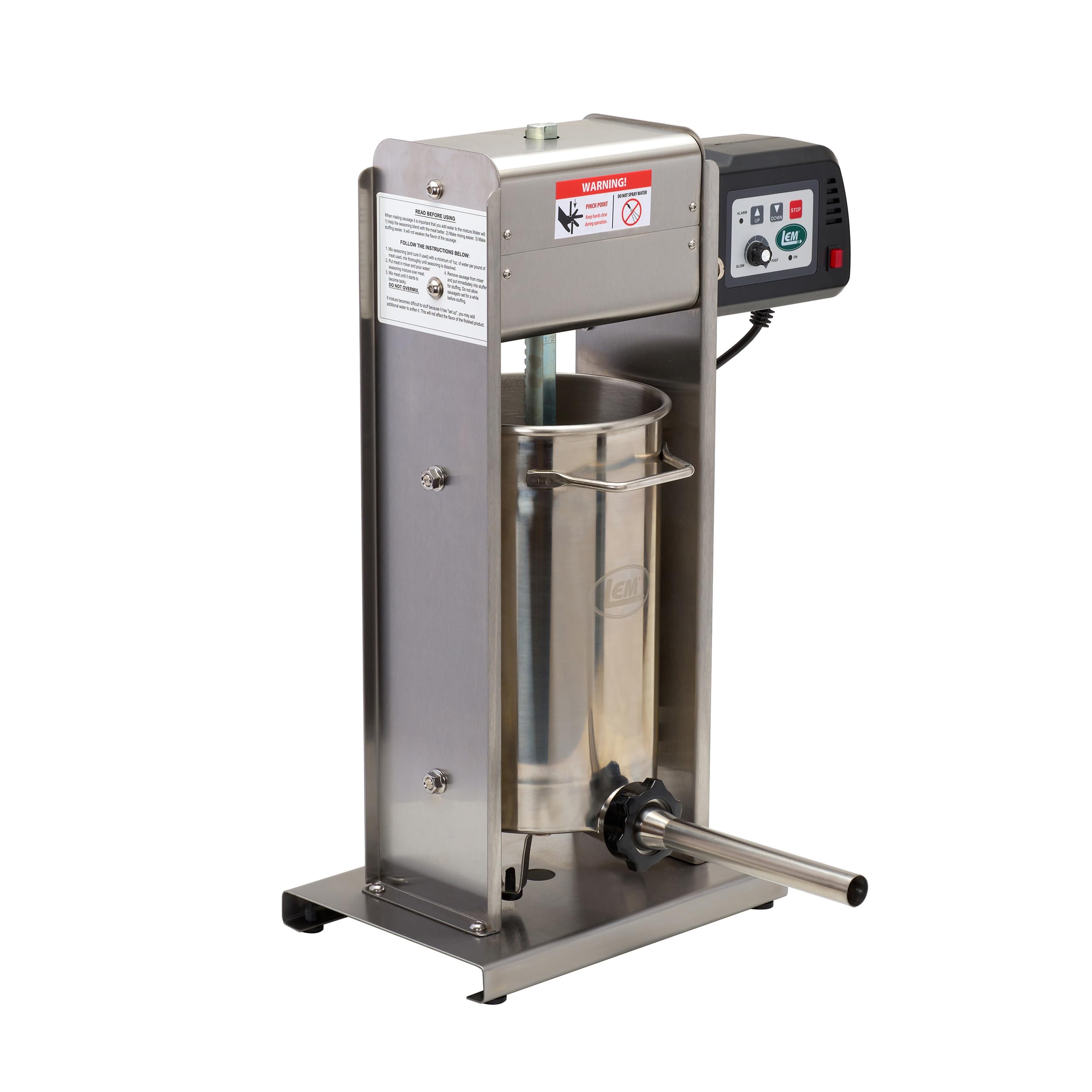 LEM Products Big Bite Motorized 20 Pound Capacity Stainless Steel Sausage Stuffer with Removable Cylinder, 0.5HP