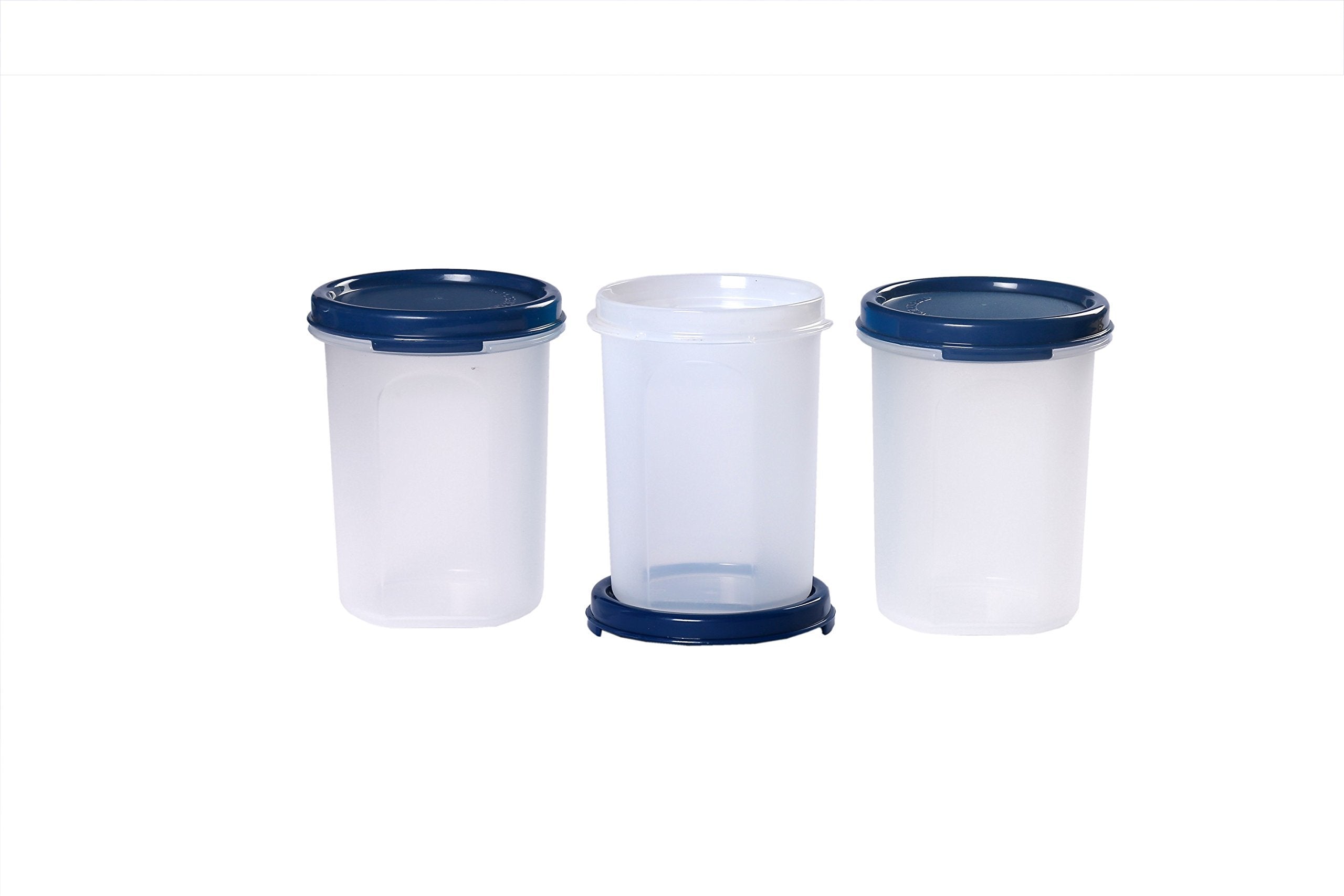 Signora Ware Modular Round Plastic Container Set, 450Ml, Set Of 3, Mod Blue