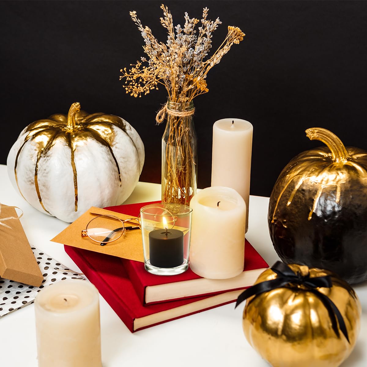 10 Hours Black Votive Candles Bulk, 36 Packs Small Unscented 1.5 Inch Diameter Wax Candles for Halloween Wedding, Party, Holiday