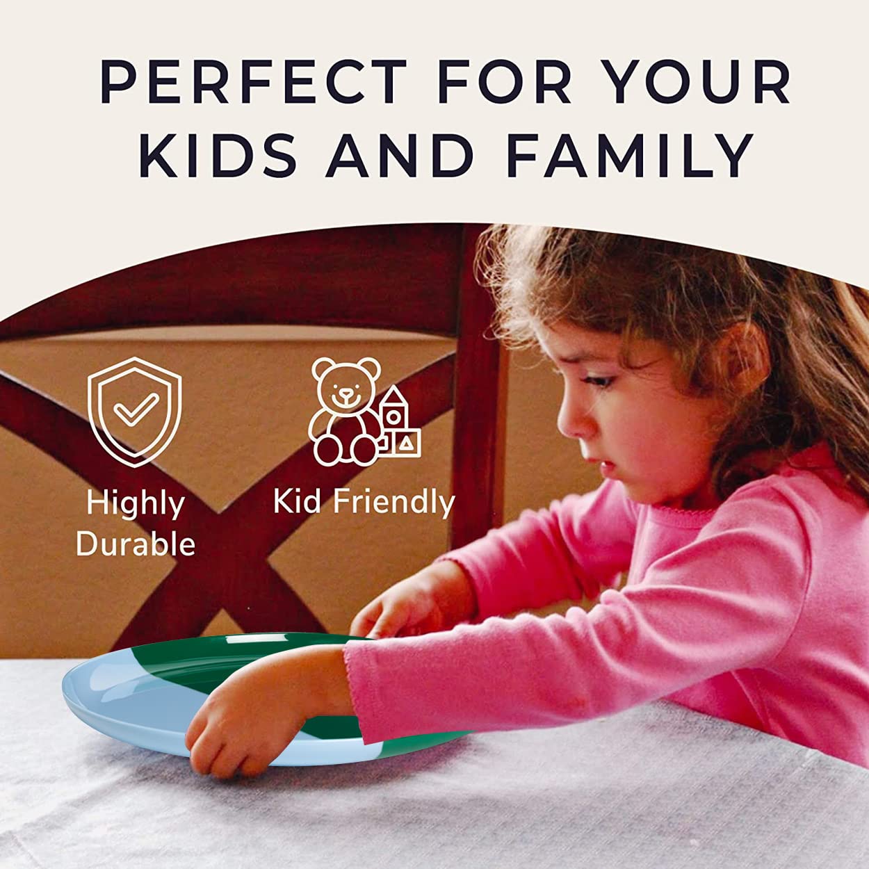 Thomas Fuchs Creative 1/2 & 1/2 Melamine Side Plates Set Of 4, Chip And Break-Resistant, Durable Salad Plates, Kid-Friendly Dess