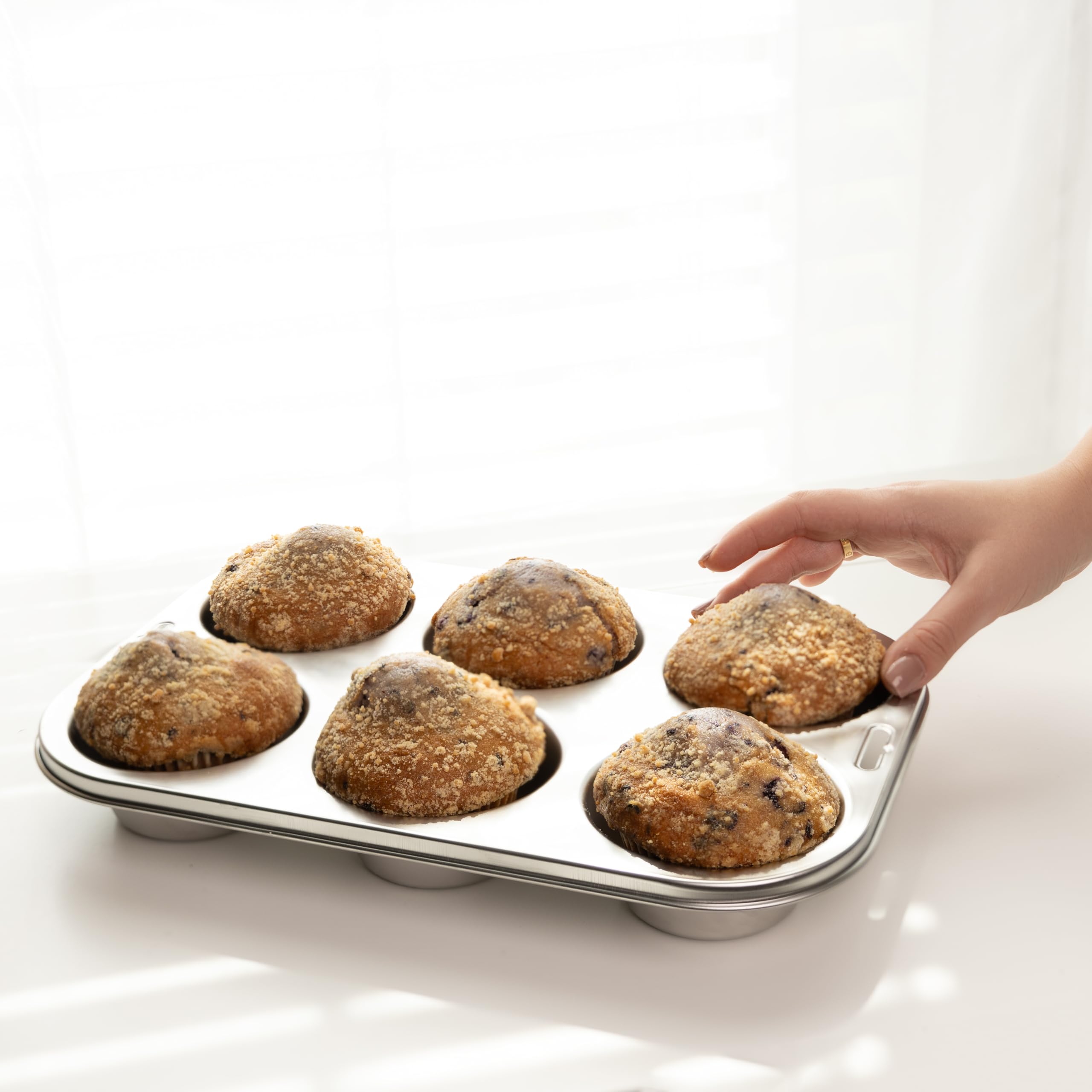 Fox Run Stainless Steel Extra Large Muffin And Cupcake Pan, 6 Cup