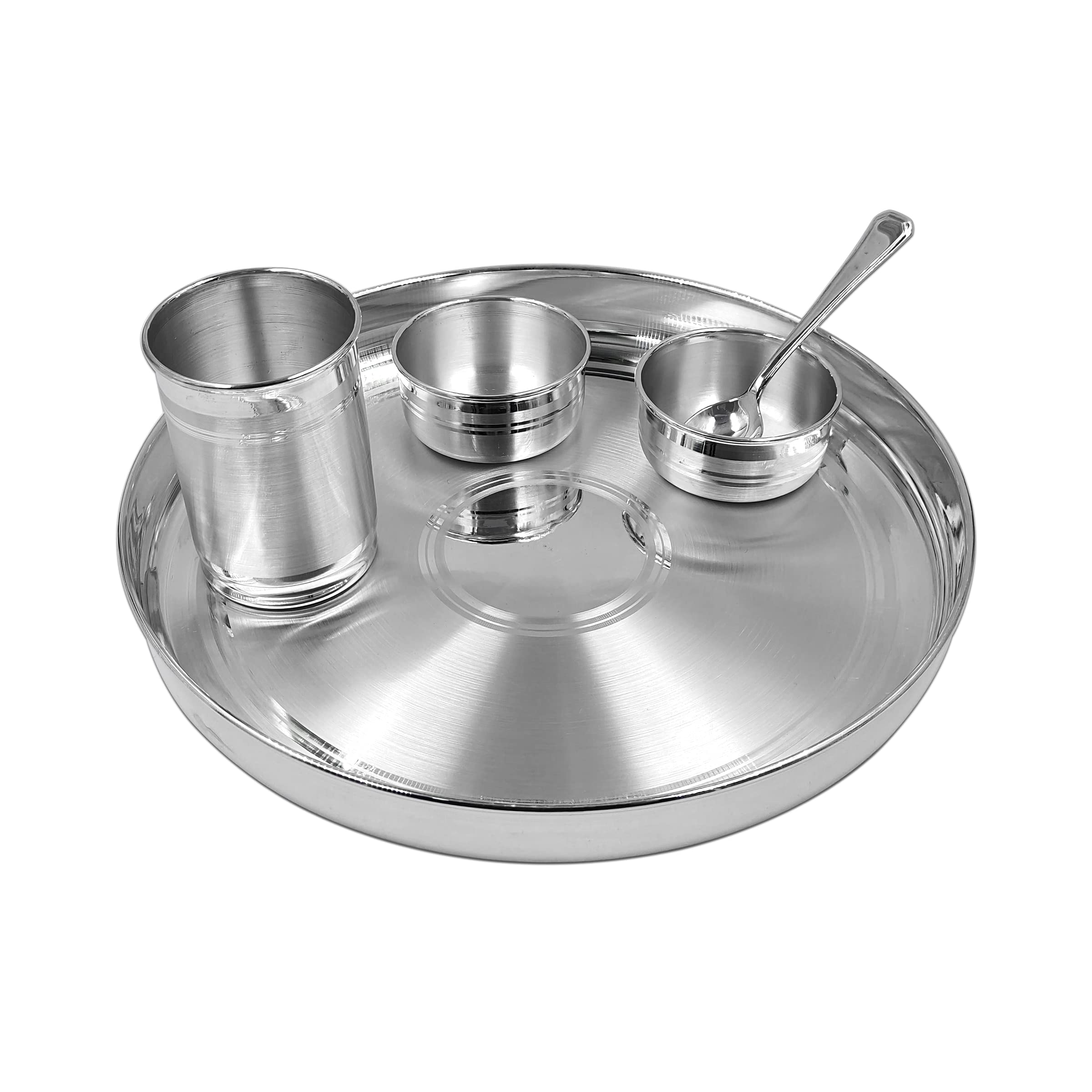 Maa Silver Pure Silver 12 Inches Dinner Set For Home Bis Hallmarked Perfect For Gifting And Personal Use (97% Purity)(1100 Grams