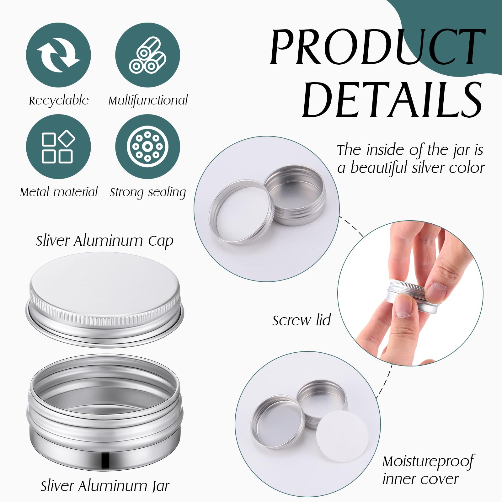 300 Pcs 0.5 Oz Salve Tins With Lids Bulk Lip Balm Containers Round Metal Containers With Screw Top Lids Aluminum Silver Tin Cans