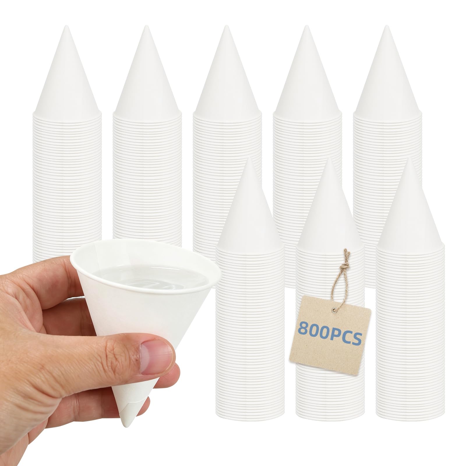 800 Pcs Cone Cups, 4 oz Disposable Paper Cone Cup, Snow Cone Cups, Cone Cup for Water Cooler Dispenser, Leakproof Shaved Ice