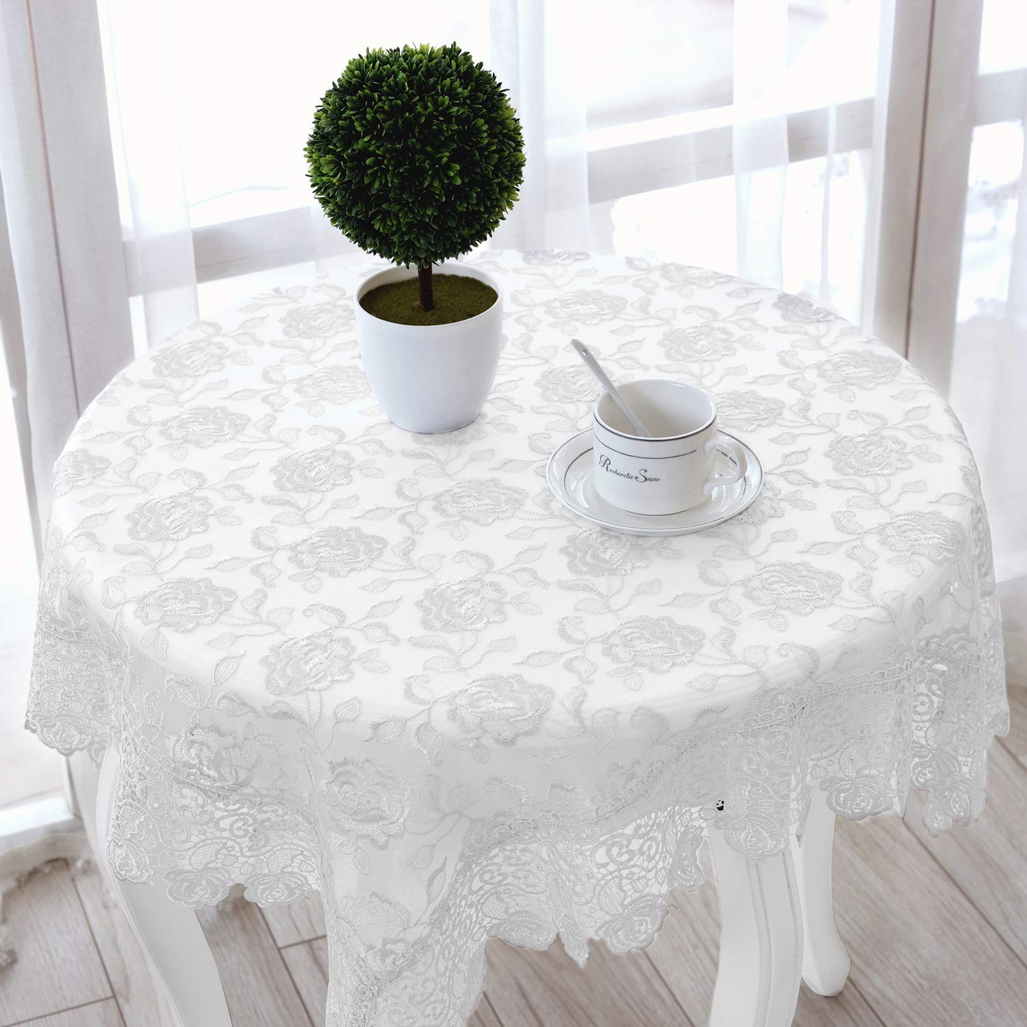 Sutavia Lace Tablecloth Embroidered Lace Table Cover For Square Small Table Classic Dustproof Table Protector For Kitchen Dining
