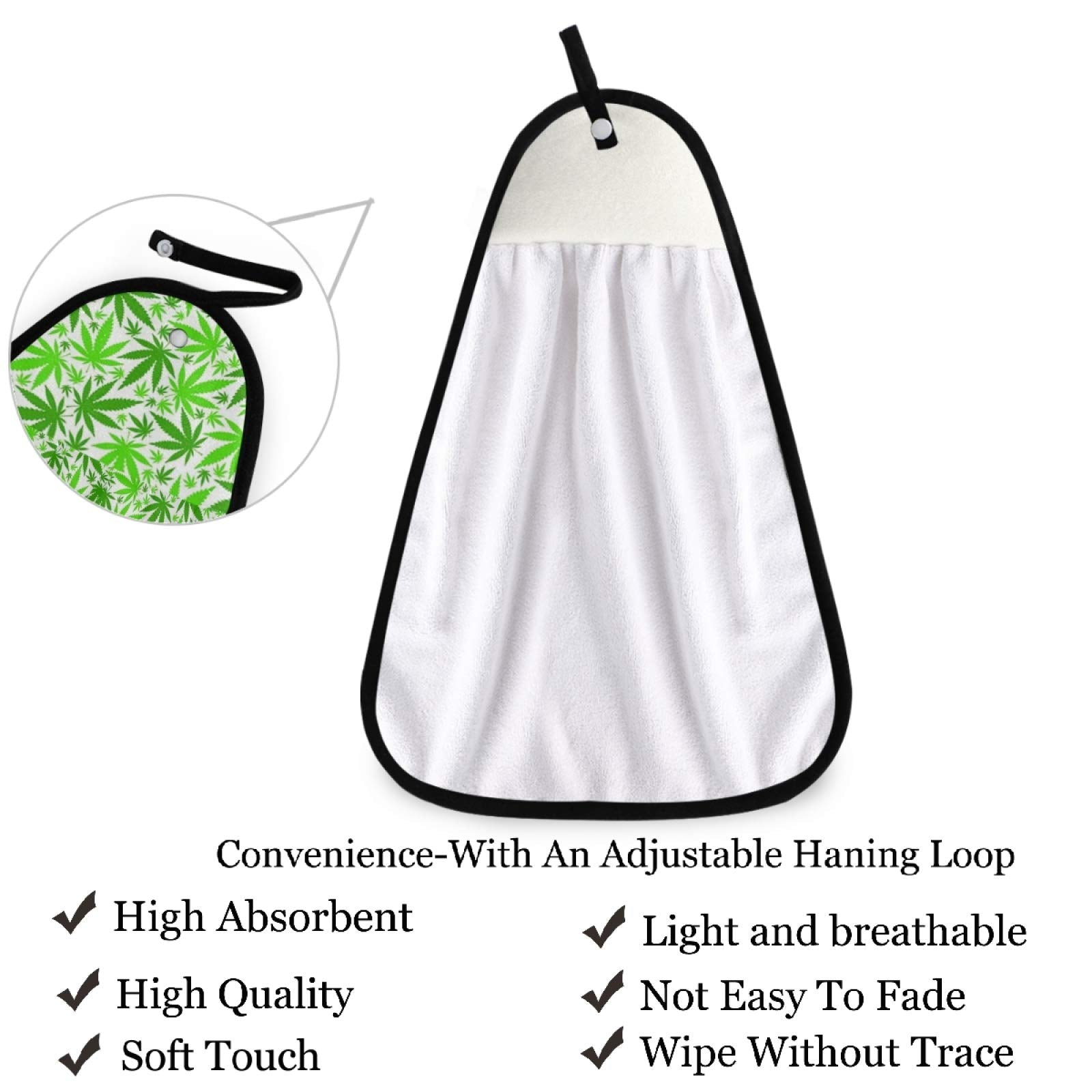 Visesunny Tropical Leaf Green Hand Towel For Kitchen Bathroom Decor Soft Absorbent Cotton Dish Towel With Hanging Loop Botton Cl