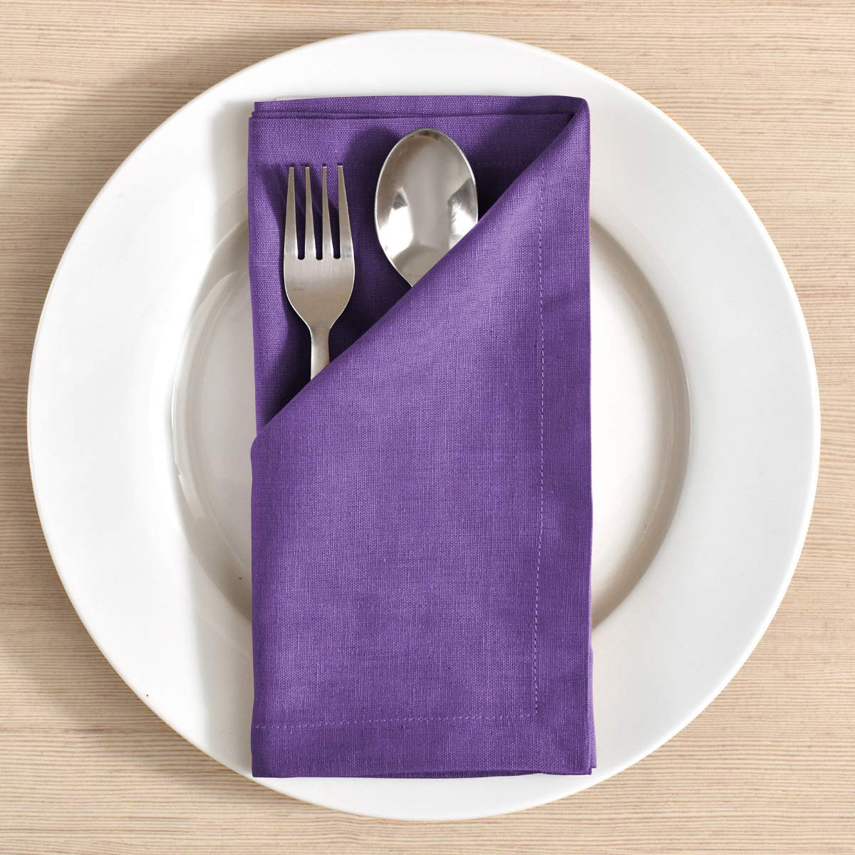 Fingercraft Dinner Cloth Napkins In Cotton Linen Blend Fabric 12 Pack Easter Special, Premium Quality, Mitered Corners For Every