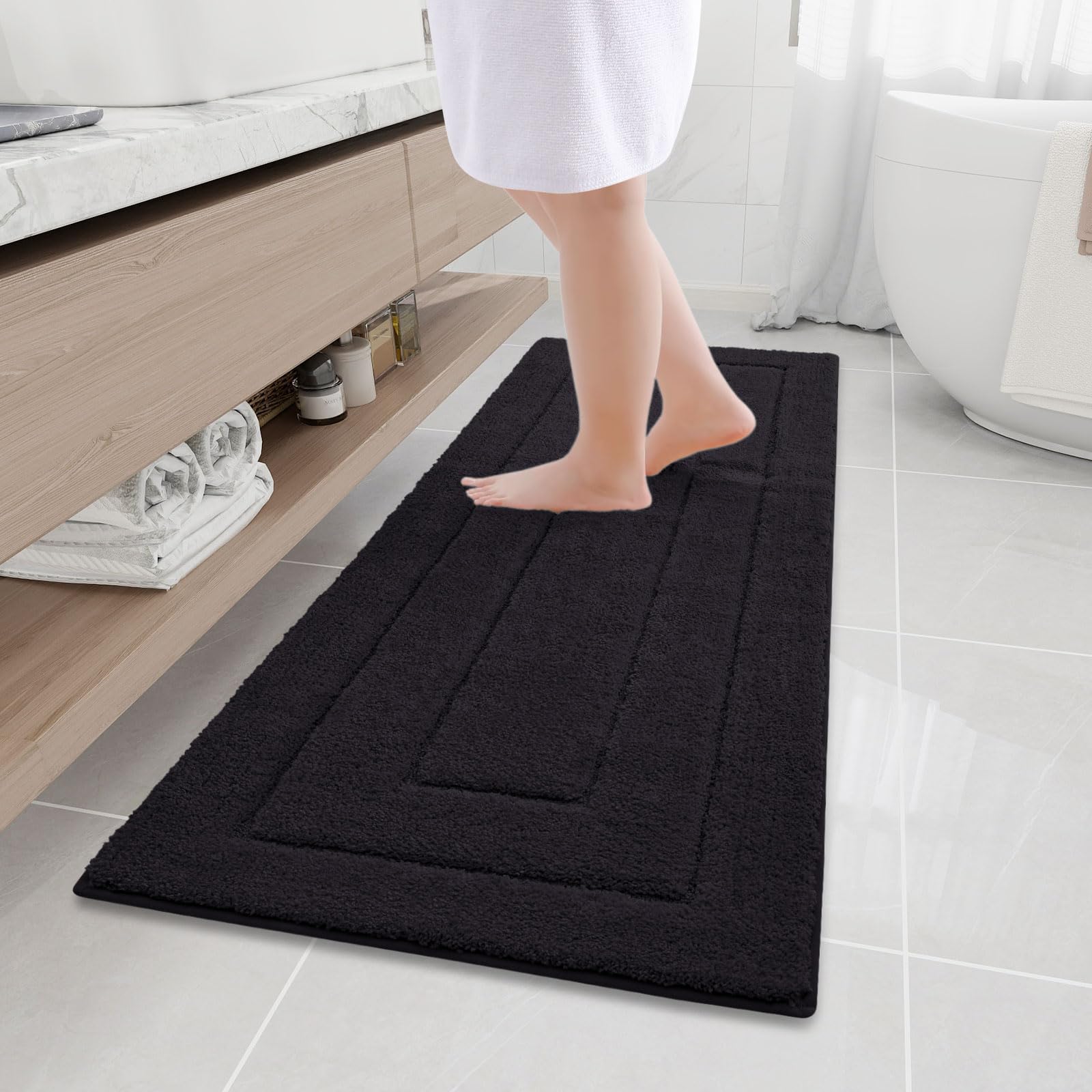 Buganda Bathroom Rugs, 59'' X 20'', Soft And Absorbent Microfiber Bath Rugs, Non-Slip Shaggy Bath Carpet, Machine Wash Dry Bath