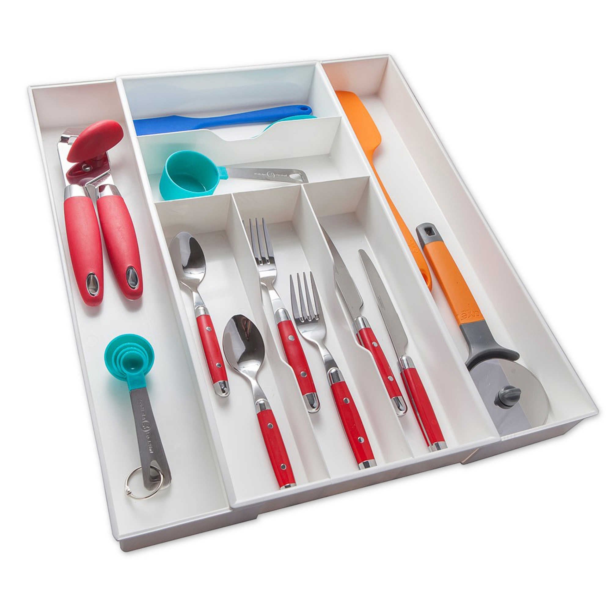 Dial Industries Expandable Silverware Organizer Tray - Standard Size, White - Model 02506