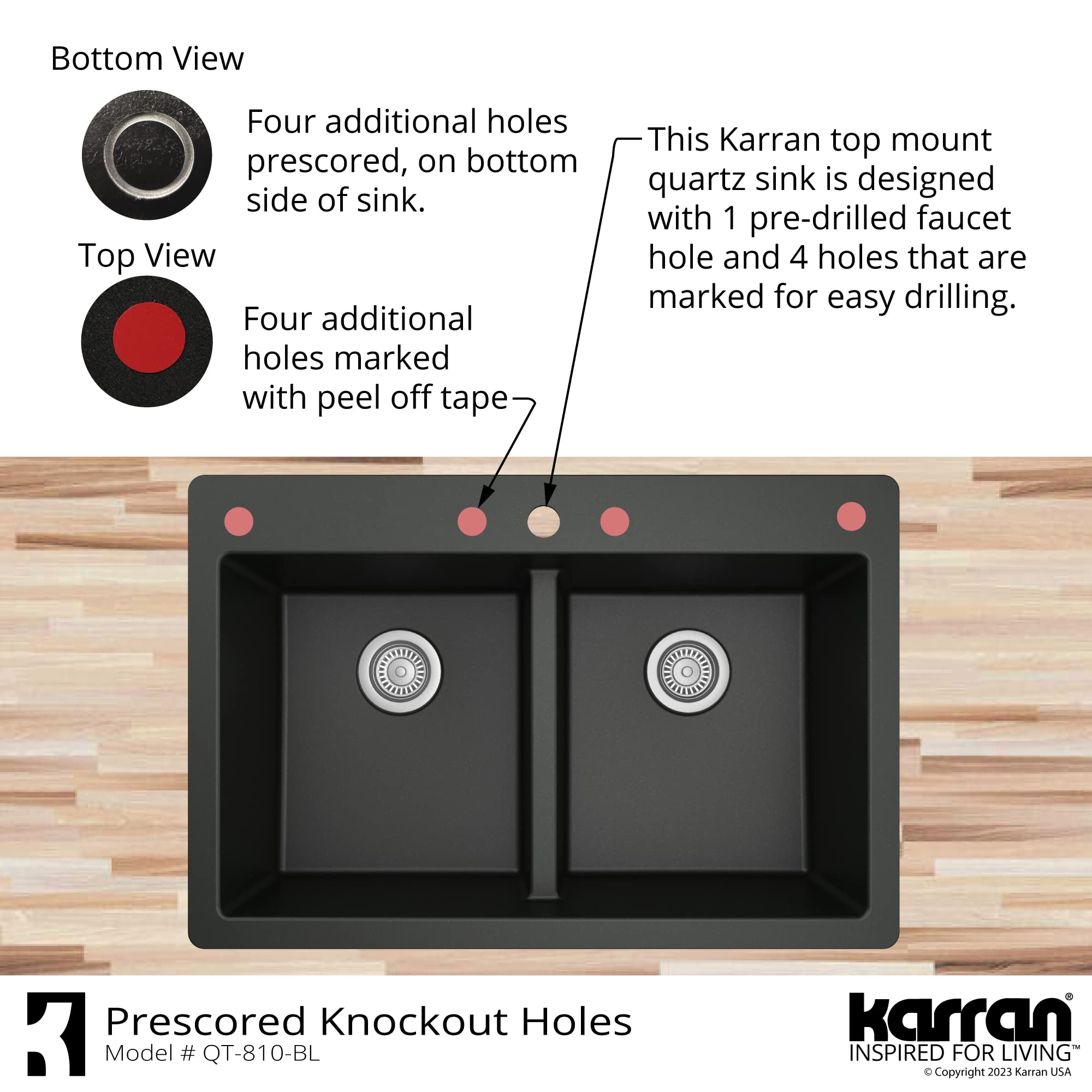 Karran Qt-810 33'' Top Mount Double Equal Bowl Quartz Kitchen Sink In Concrete