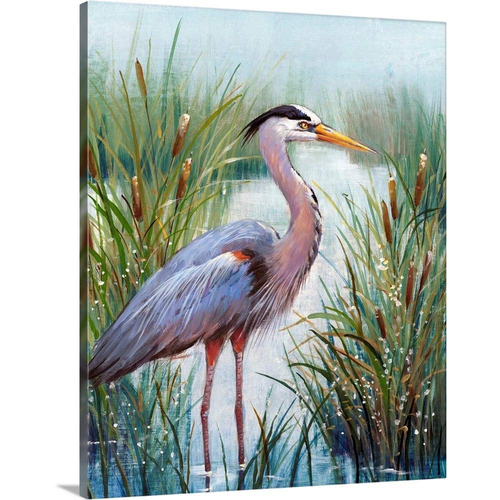 Canvas On Demand Marsh Heron I Canvas Wall Art Print By Tim O'Toole, Coastal, Contemporary, Home Decor, Animals, Bird Artwork, 2