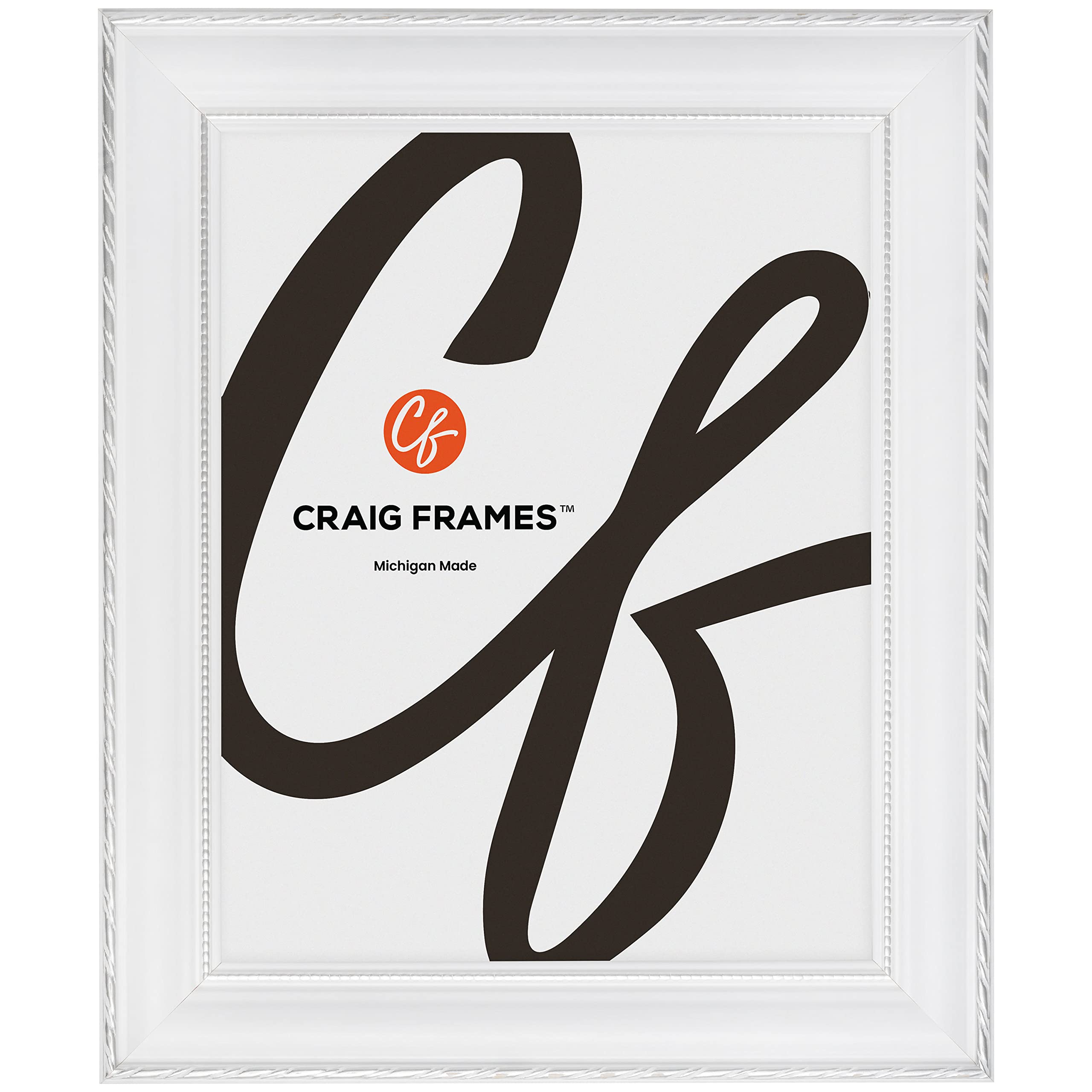 Craig Frames Victoria, 14x26 Picture Frame, Ornate White and Silver