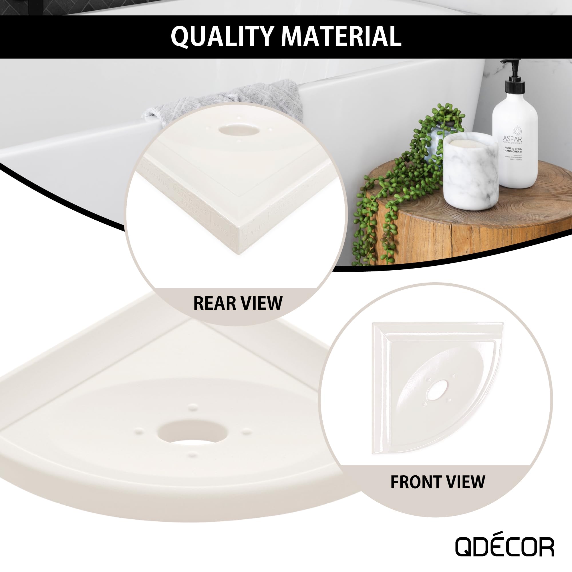 Questech Decor Shower Soap Dish, 5'' Corner Shower Shelf For Inside Shower - Retrofit Shower Organizer For Tiled Walls, Corner S