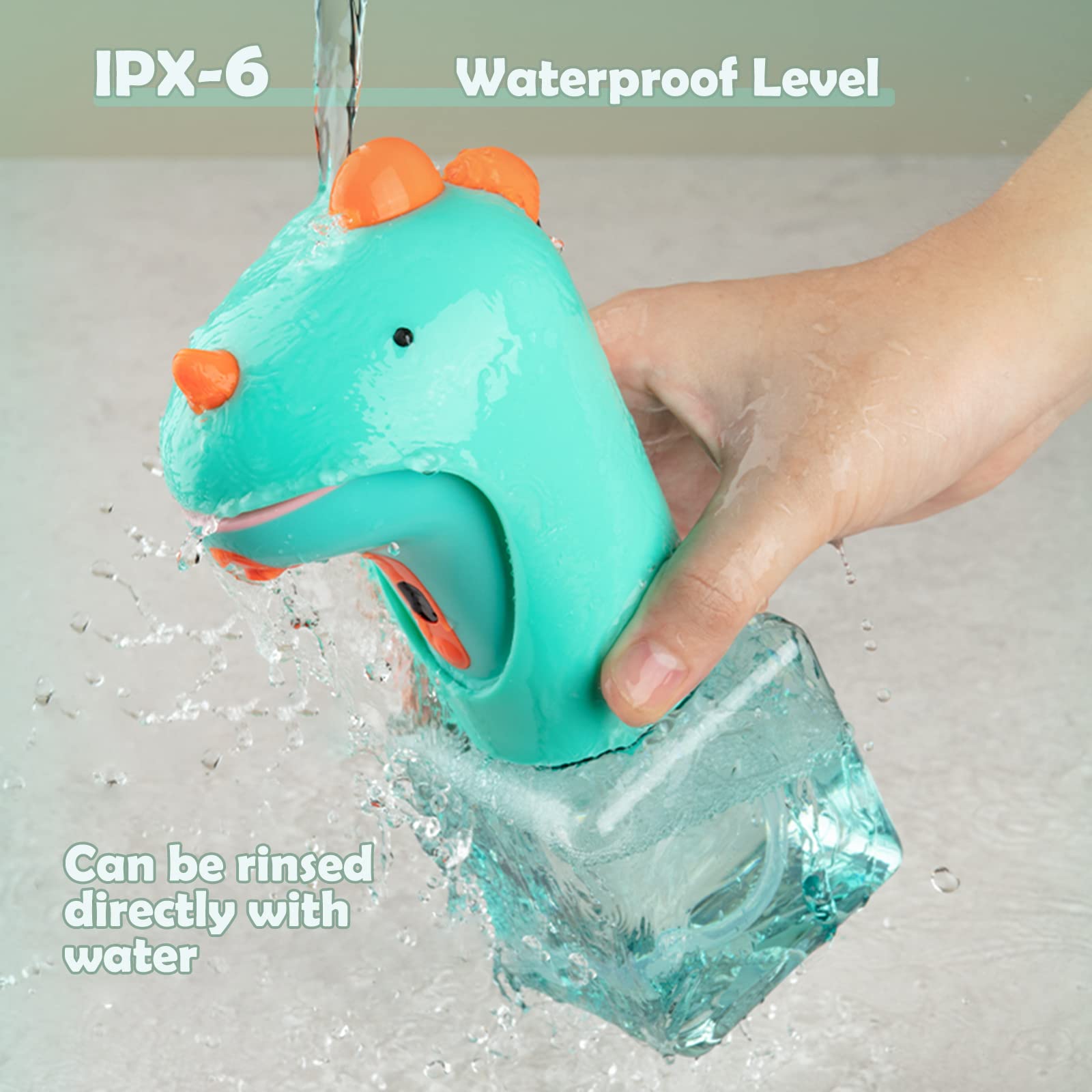Seawah Automatic Soap Dispenser,Foaming Touchless Soap Dispenser For Kids,Ipx6 Waterproof Cute Dinosaur Foam Smart Hand Soap Dis