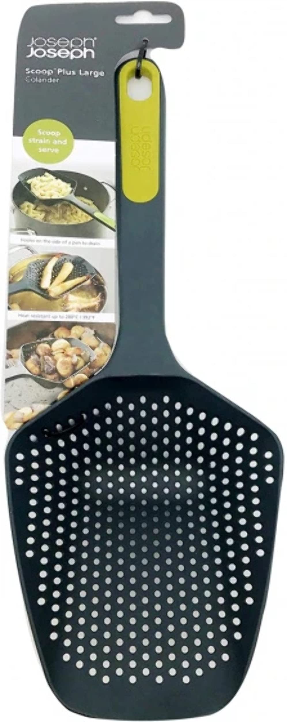 Joseph Joseph Scoop Colander Strainer Slotted Spoon, Large, Gray/Green