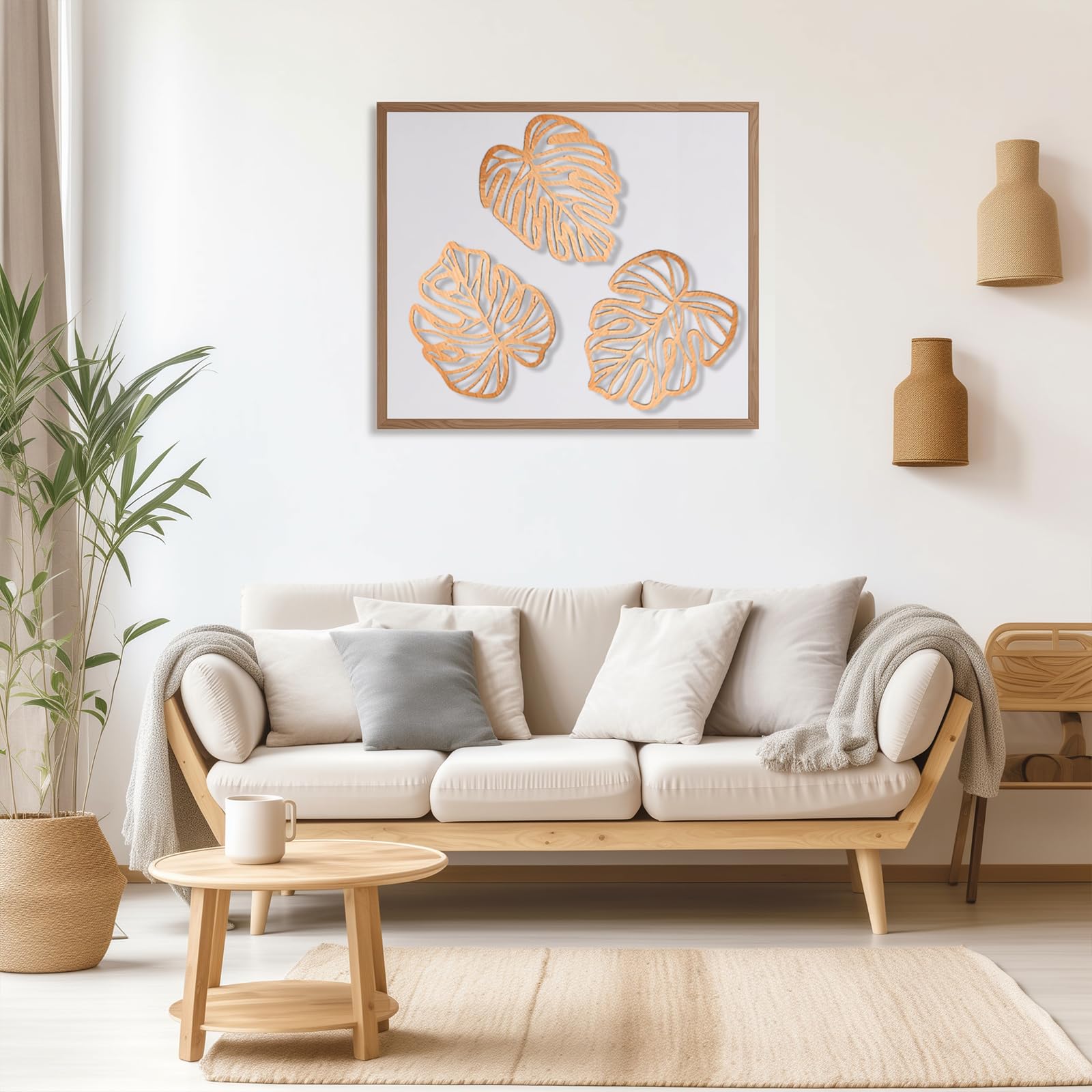 Palm Leaves Wood Wall Decor , 3Pcs Tropical Wall Art Jungle Decor, Woo ...