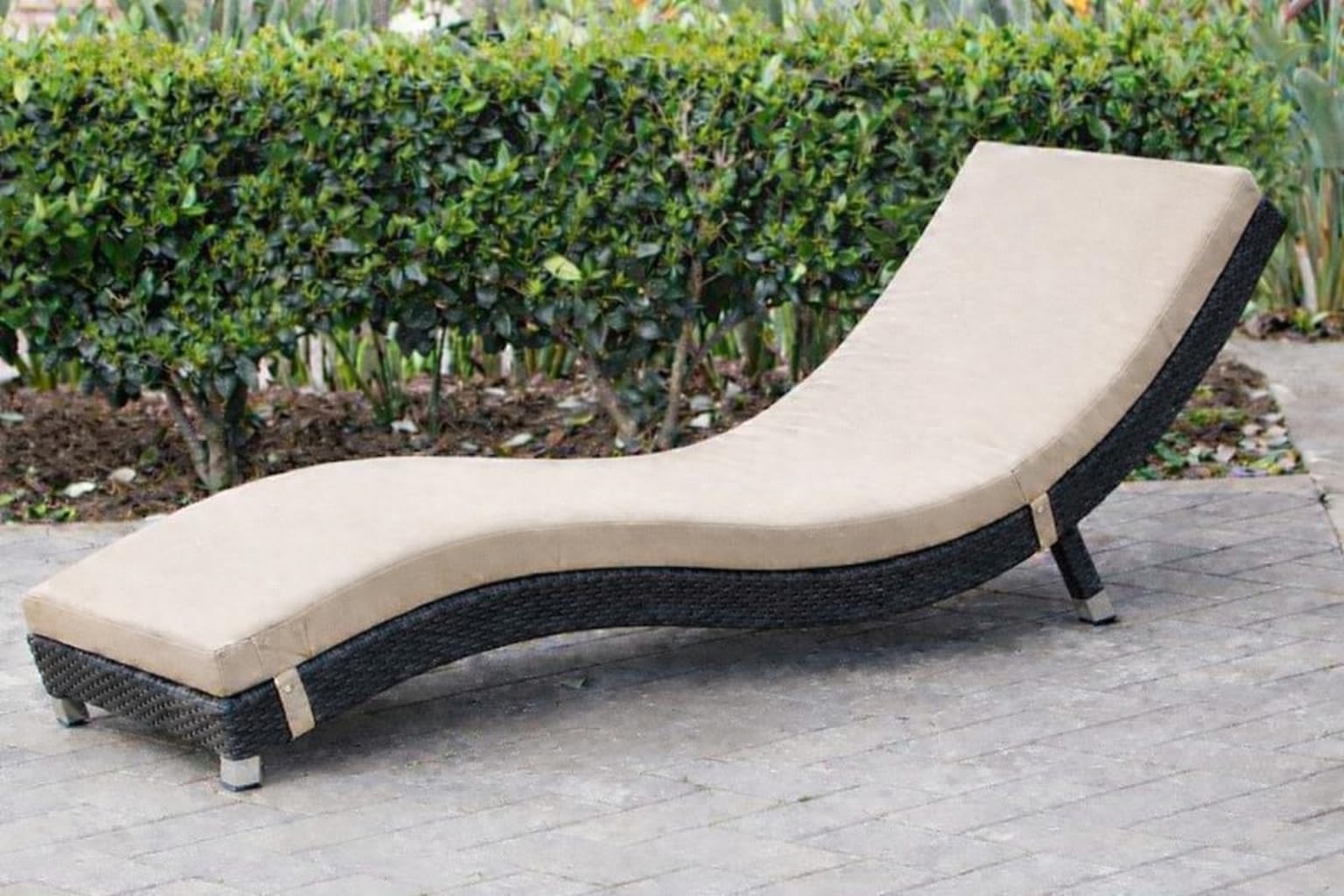 Aakarshak India Outdoor Swimming Poolside Lounger Beach Sunbathing Lawn Patio Chaise Lounge Sun Lounger Chair (Black With Cushio