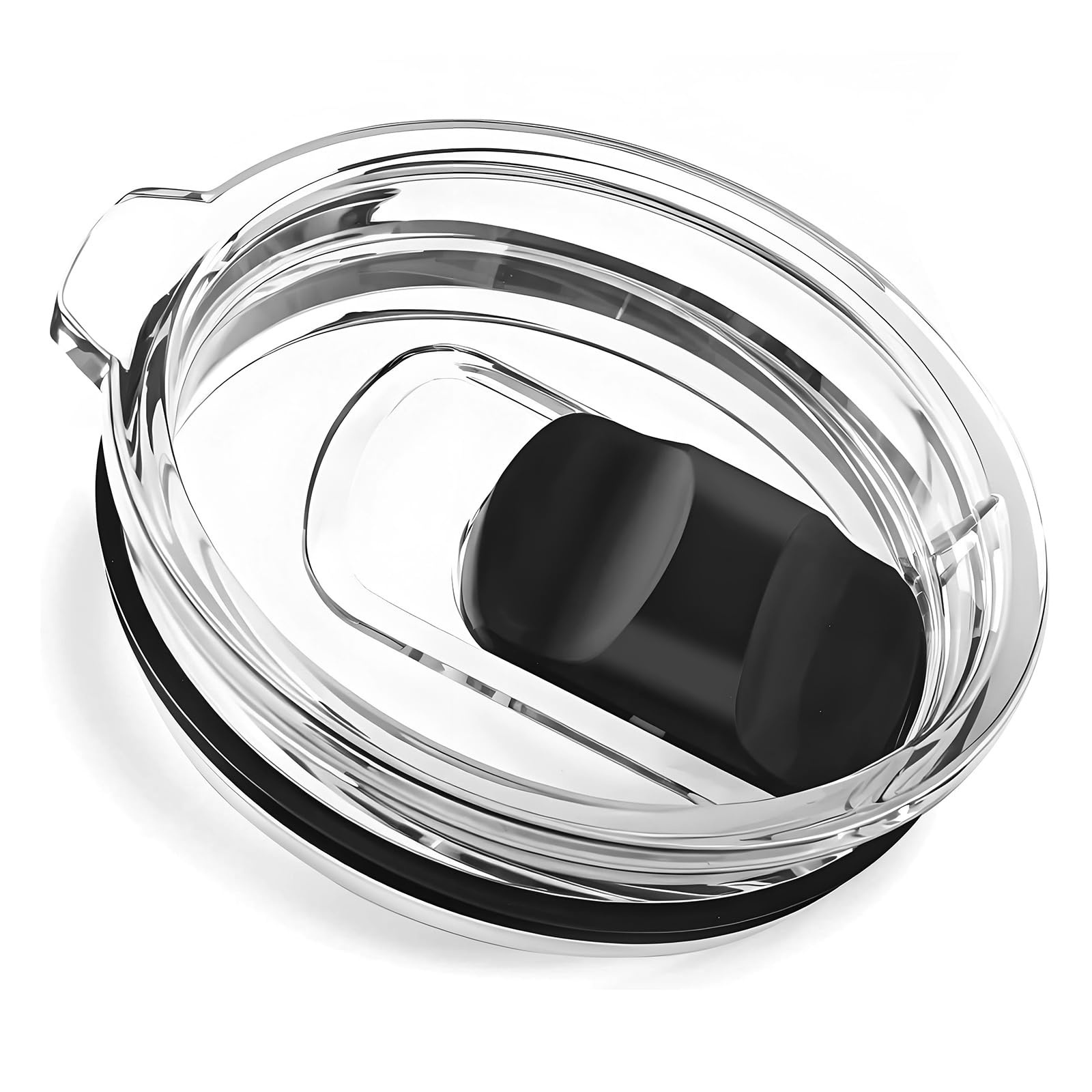 Replacement Mug Lid Compatible with Ember 10 oz Mug, Magnetic Slider Lid, Splash Proof Tumbler Lid Replacement, Black/Clear