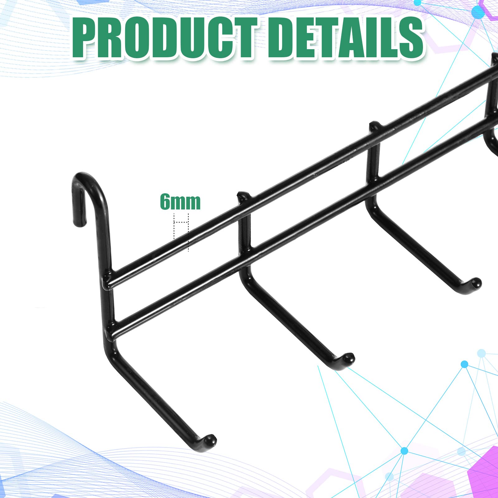 Coume Metal Grid Hooks Rack For Wall Grid Panel, 4 Pack Hanging Hooks For Wall Grid Storage And Display, Grid Wall Accessories B