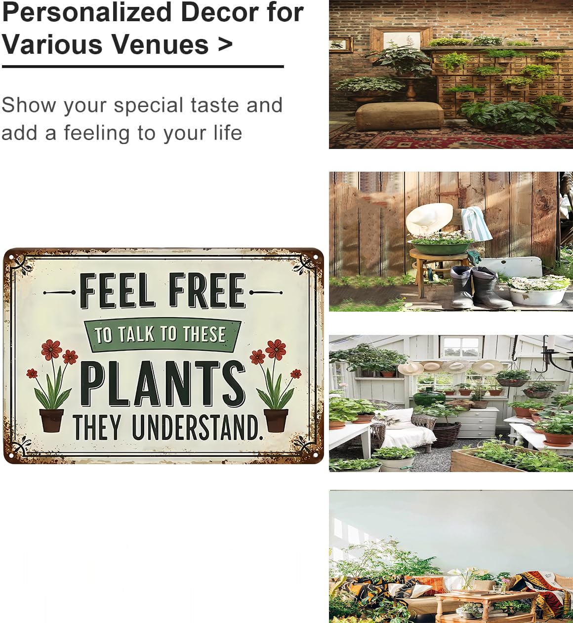 Bestylez Garden Gifts Feel Free to Talk with These Plants They Understand Vintage Gardening Signs for Home Garden Greenhouse Liv