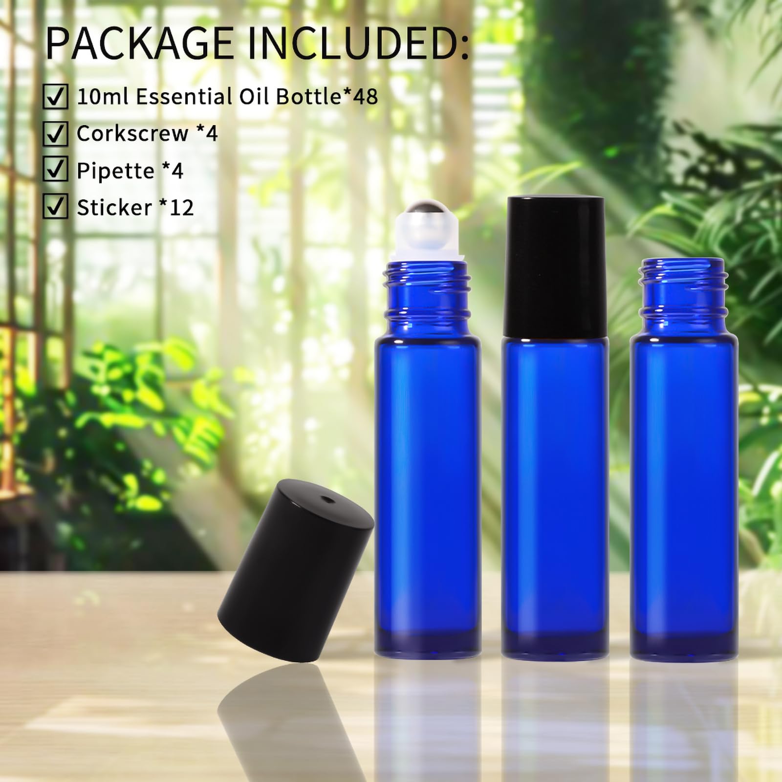 Stellacare Roller Bottles For Essential Oils,10Ml Empty Glass Perfume Bottle With Stainless Steel Roller Balls, Opener,Droppers,