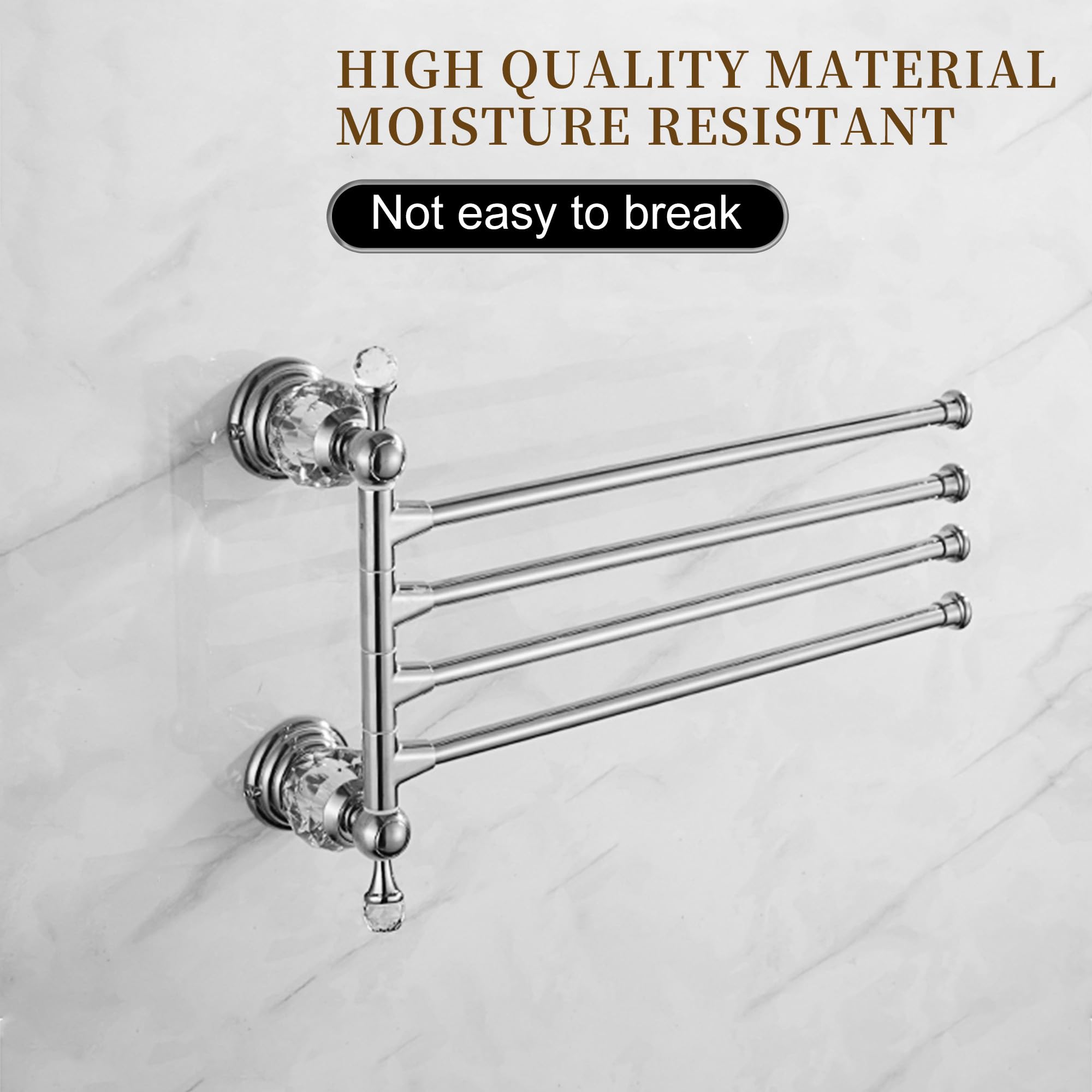 Chrome Folding Towel Bars Towel Holder, Silver Crystal Towel Rack Bathroom Hardware