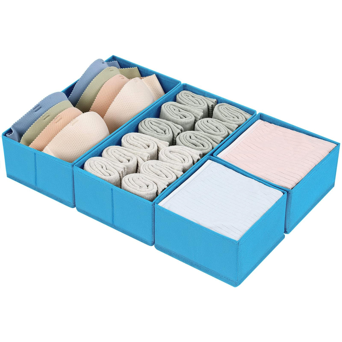 DIMJ Drawer Organizers for Clothing, Set of 4 Dresser Drawer Organizers, Fabric Closet Organizers and Storage, Drawer Dividers f