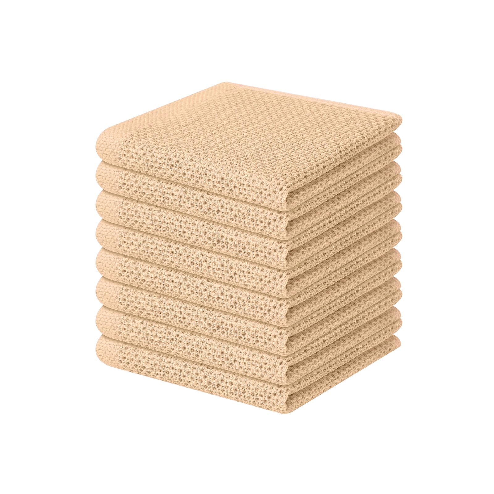 Homaxy 100% Cotton Waffle Weave Kitchen Dish Cloths, Ultra Soft Absorbent Quick Drying Dish Towels, 12 x 12 Inches, 8-Pack, Apri