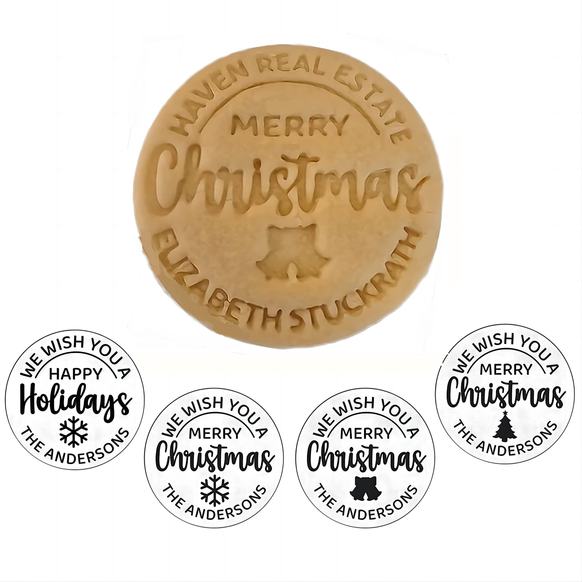 Personalized Custom Merry Christmas Cookie Stamp With Your Family Name Fondant Embosser Cupcake Topper Biscuit Cutter
