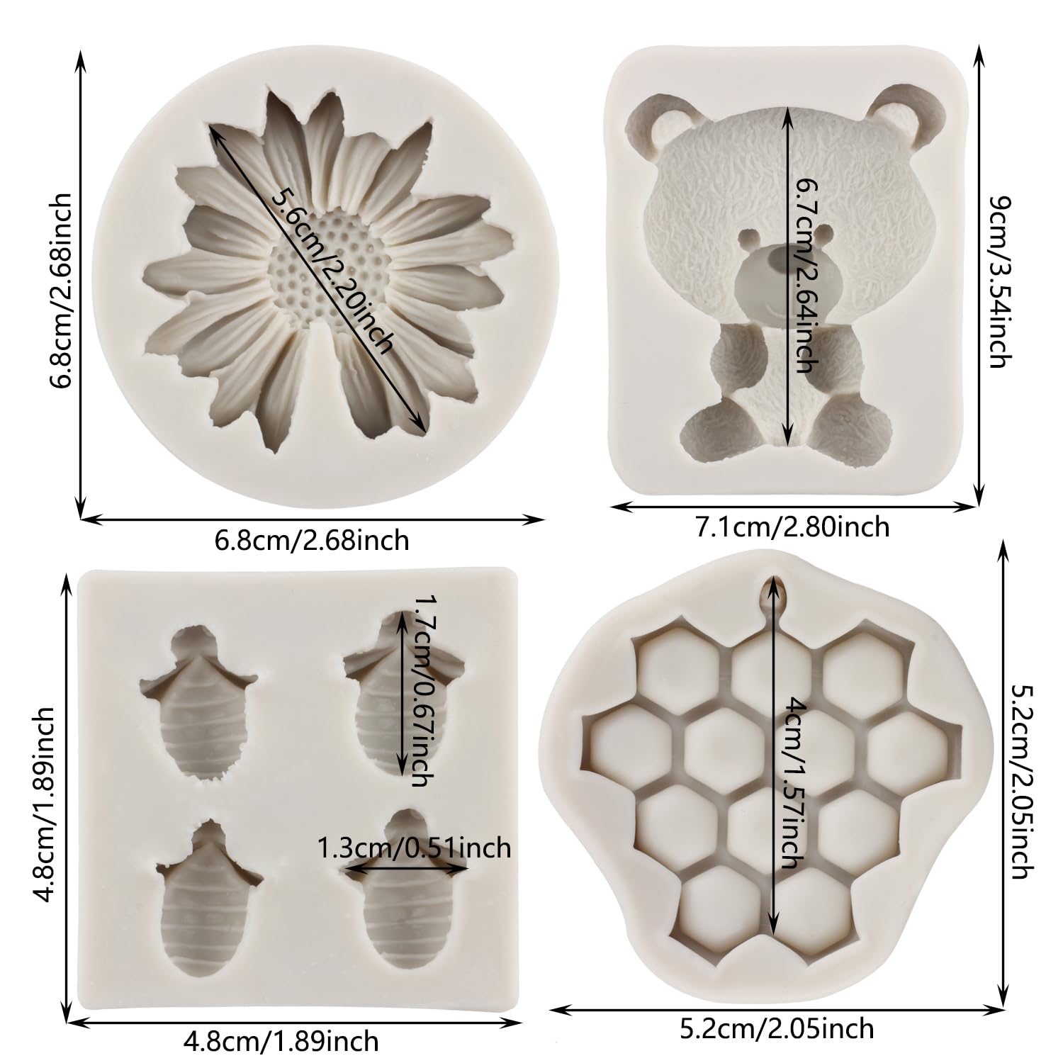 Mypracs Bumble Bee Silicone Mold Honeycomb Fondant Molds Bear Fondant Mold Chrysanthemum Flower Chocolate Mold For Sugar Cake De