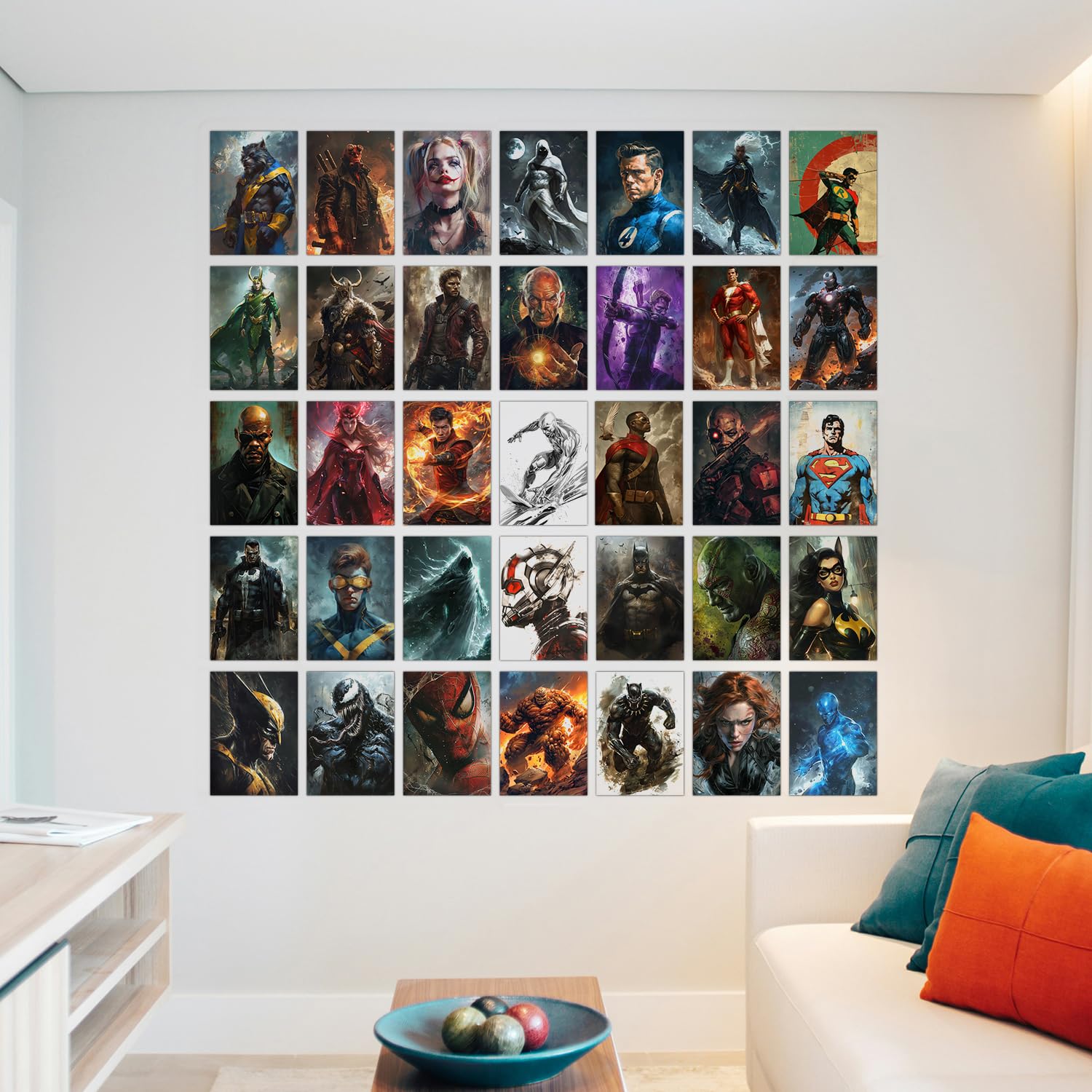 Wallgasm Superheroes Poster Set - Set of 54, 4 x 6 Inches Posters Collage Kit - Posters For Bedroom Superman Posters Batman Post