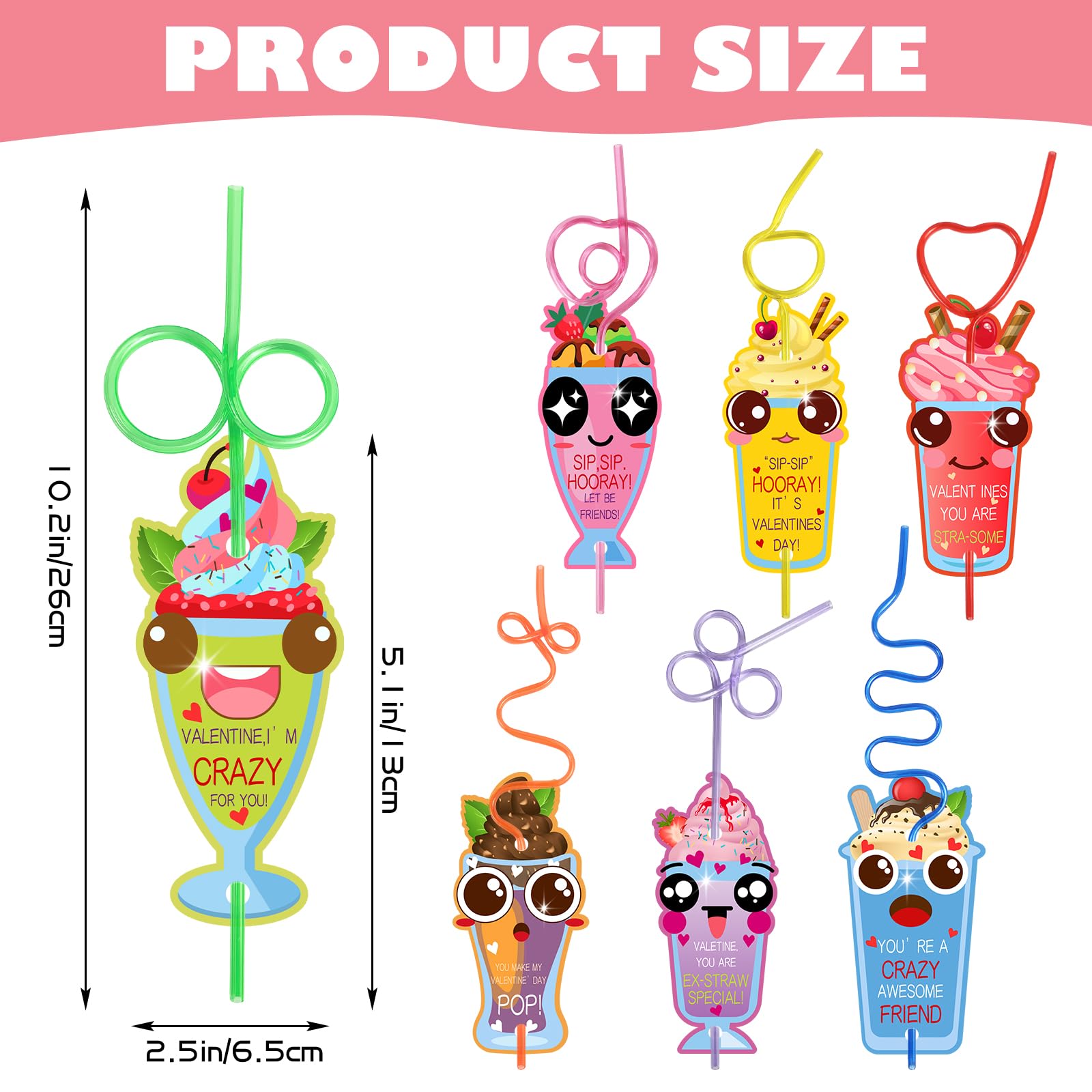Qlinleaf 28 Pack Valentines Day Gift Cards With Colorful Loop Reusable Drinking Straws Valentine Classroom Gift Exchange Prizes