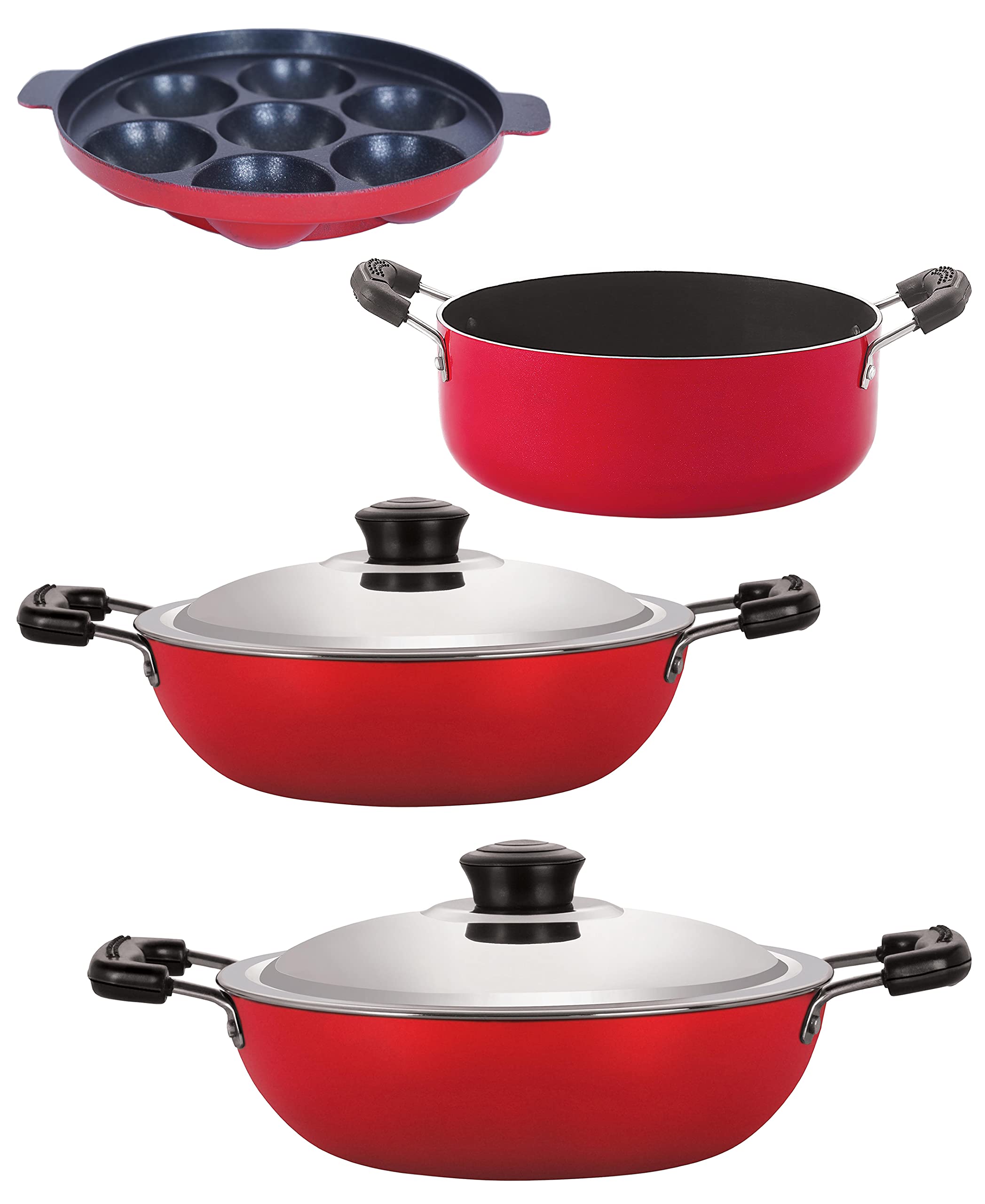 Nirlon Kitchen Non Stick Cookware Combo Set Of 4 Pieces (Dkd(M)_Dkd(B)_Ap7_Cs24)