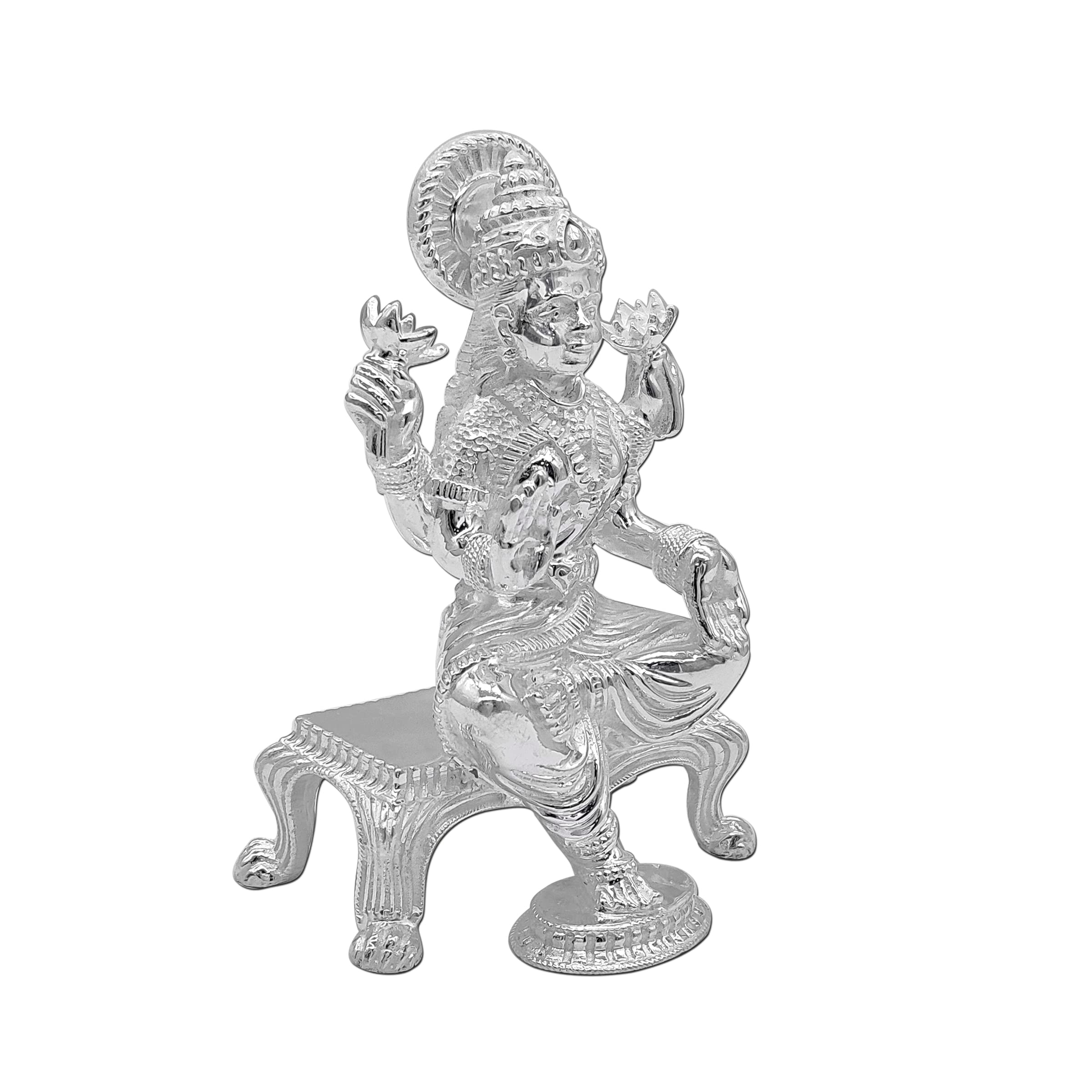 Maa Silver Pure Silver Laxmi Lakshmi Ji Bis Hallmarked Solid Idol/Murti With Paat Perfect For Gifting & Pooja Use (925 Purity)(2